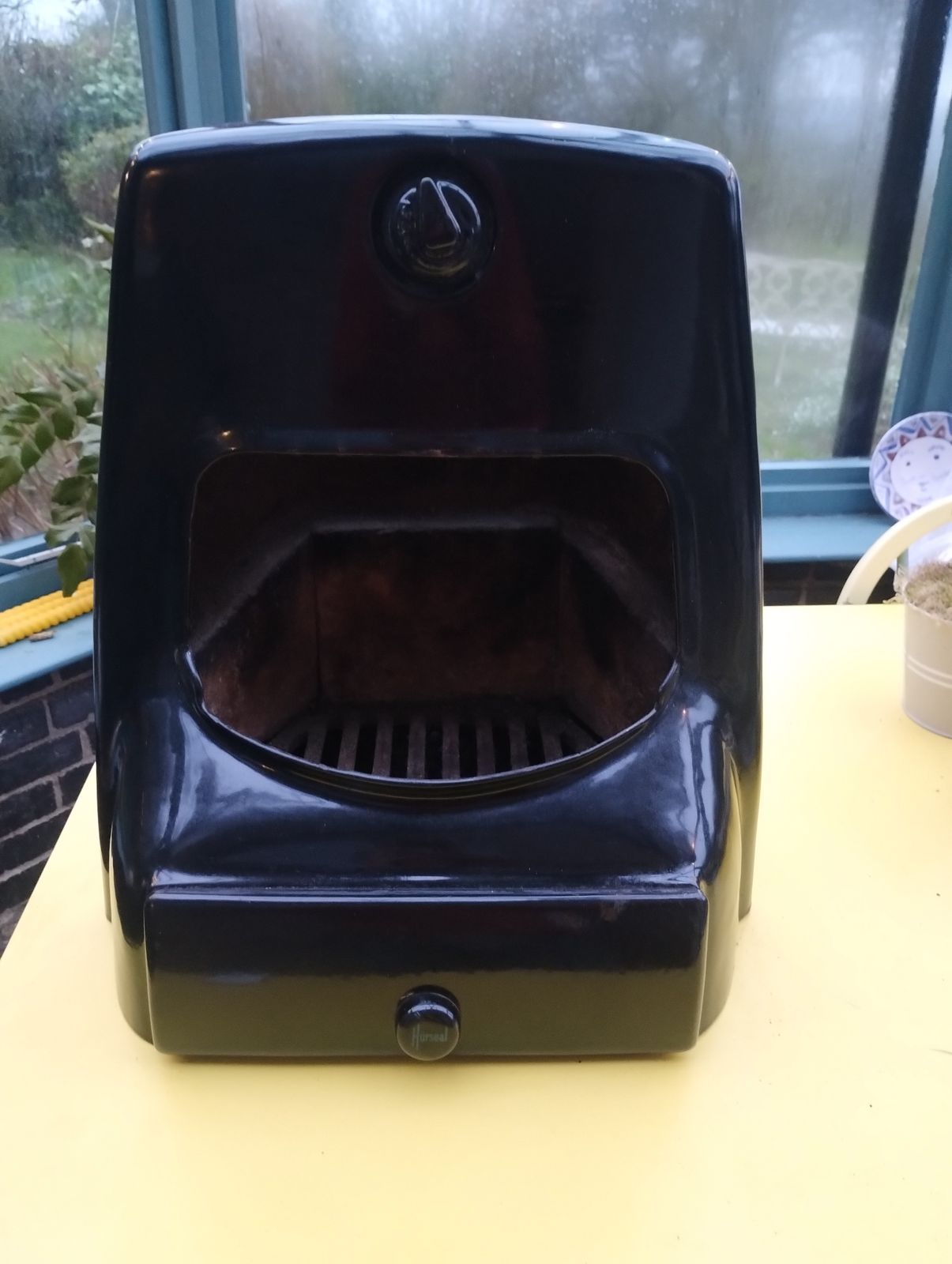 Rare Vintage Hurdapta Freestanding Fireplace | Original Enamel & Grate | Mcm Statement Piece