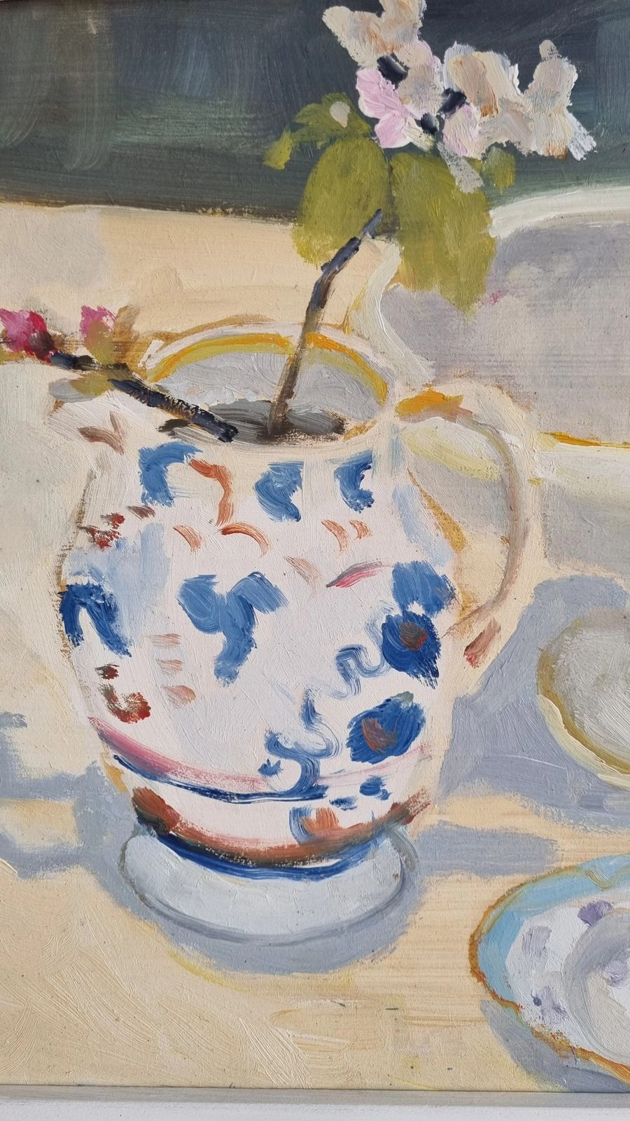 Blossom In A Jug  Contemporary Oil By Sally Holman photo for sale