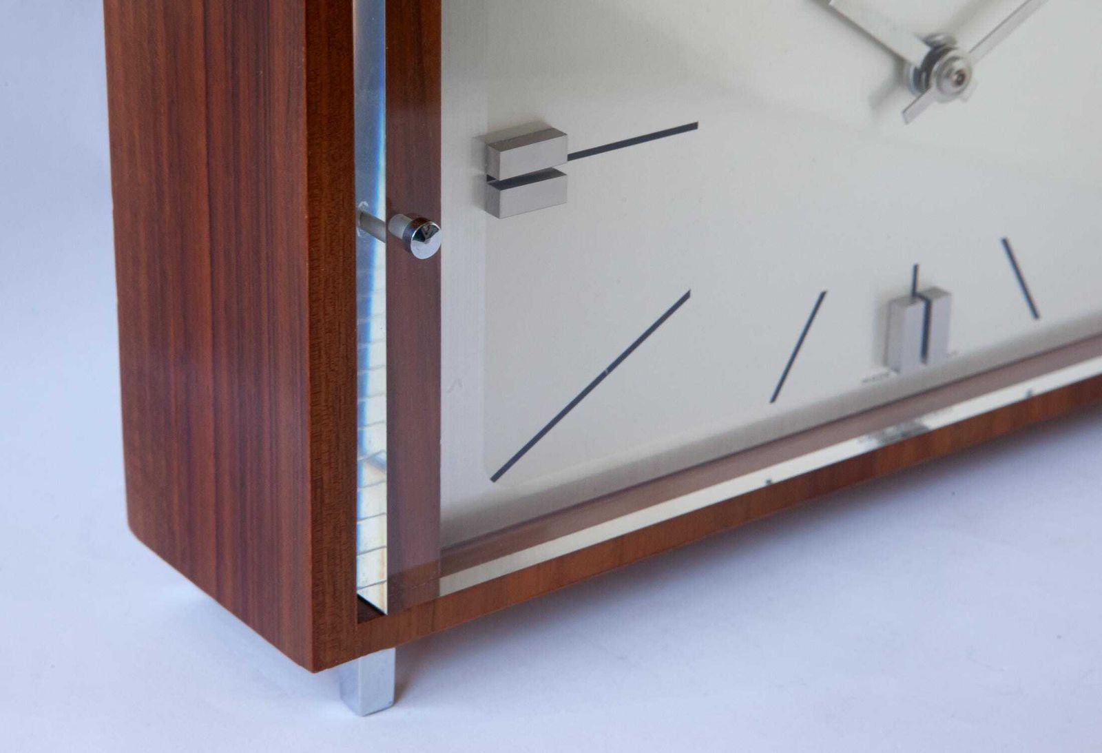 photo for sale Mid Century Kienzle Table Clock Modern Bauhaus Atomic Space Age Desk 1960s Shelf Mantel Germany Walnut Battery