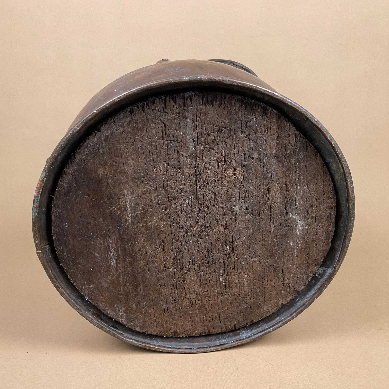 photo for sale Antique Metal Coal Dark Copper Bucket Handle Fireside Fire Side Scuttle Helmet Cottage Heavy Vintage Fireplace Logs