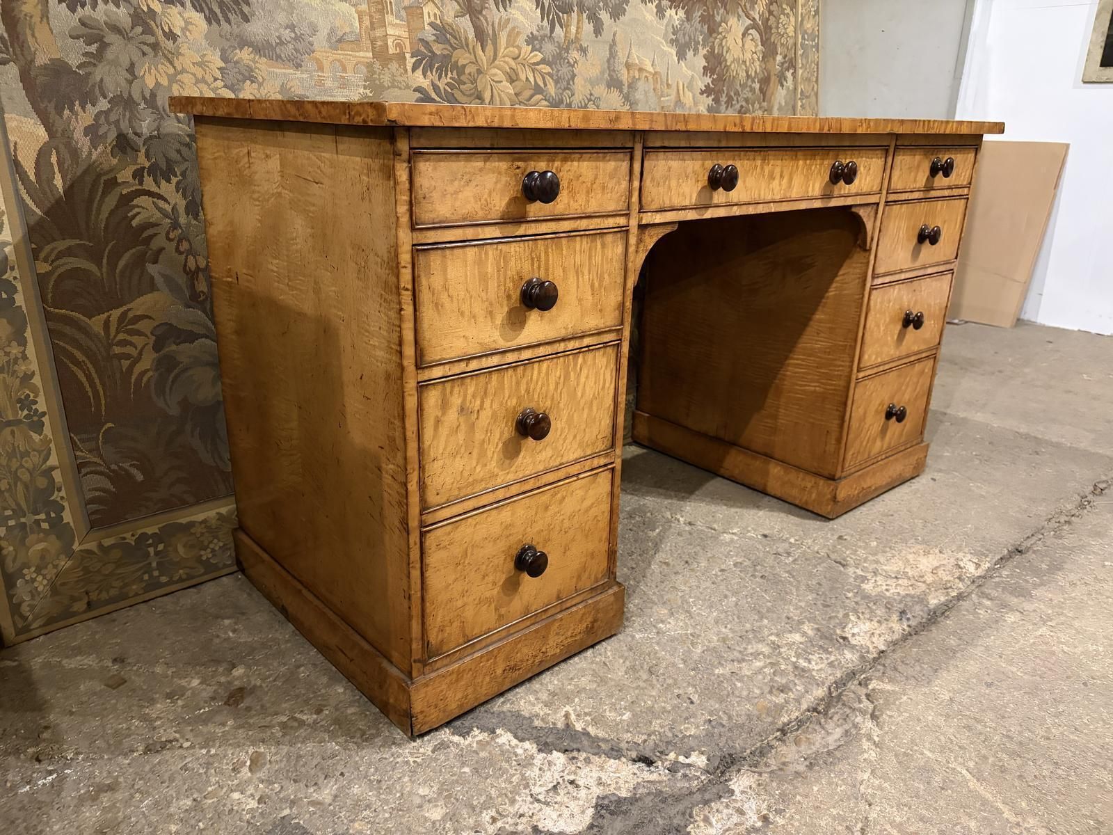 Victorian Burr Maple Pedestal Desk photo 2495.0
