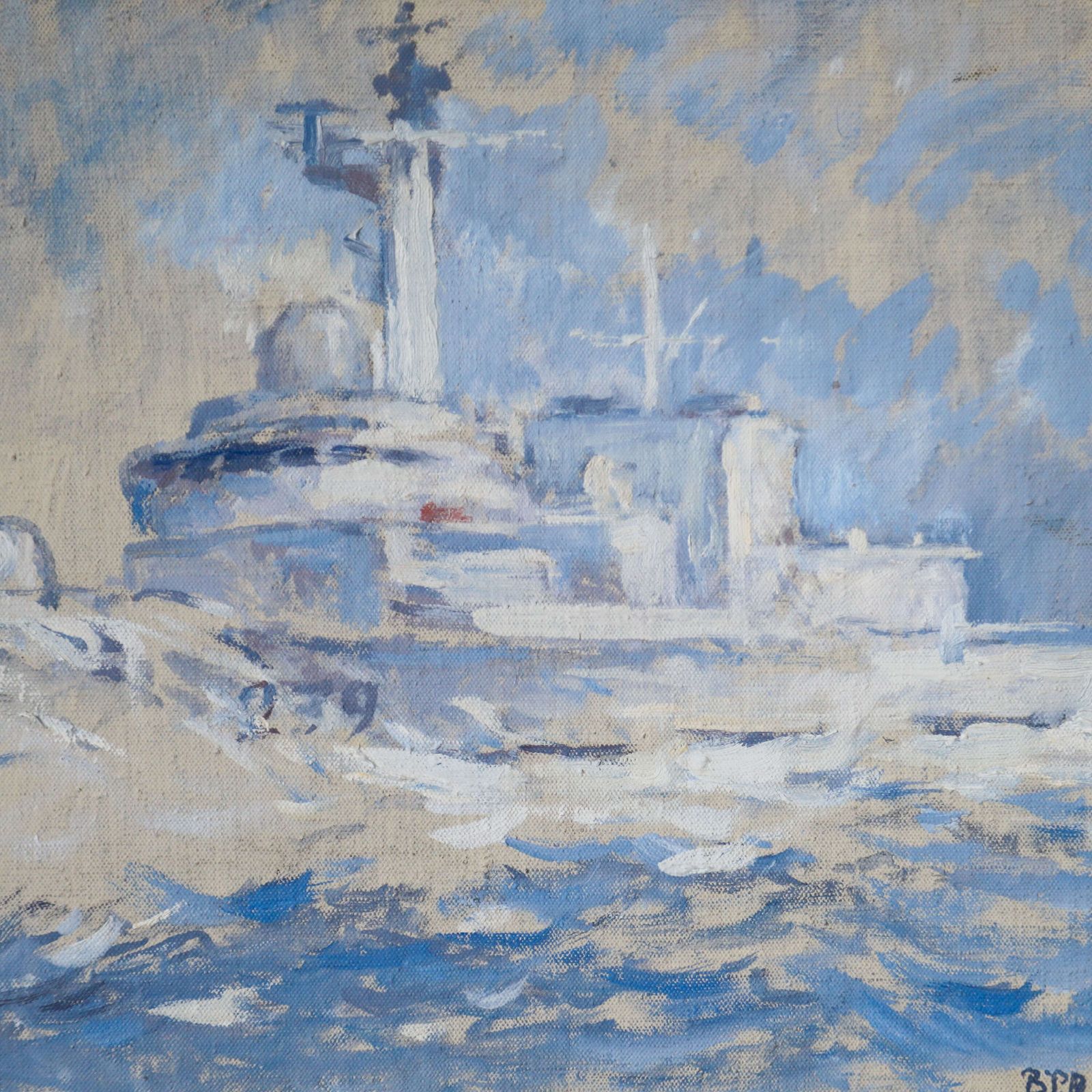 Hms Richmond At Sea   Contemporary Maritime Oil On Canvas, Signed Bpd 2000 photo vinterior