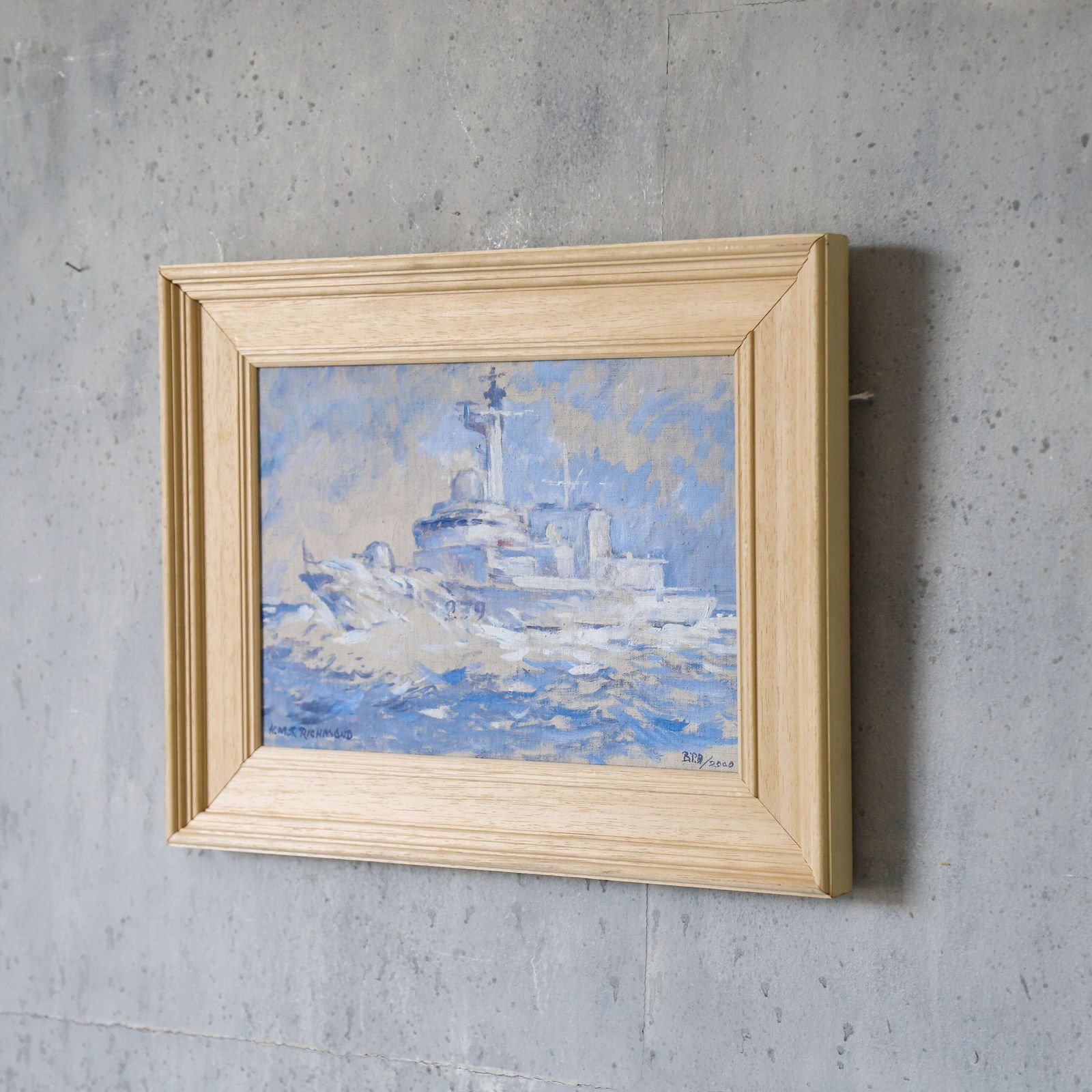 Hms Richmond At Sea   Contemporary Maritime Oil On Canvas, Signed Bpd 2000 photo vintage