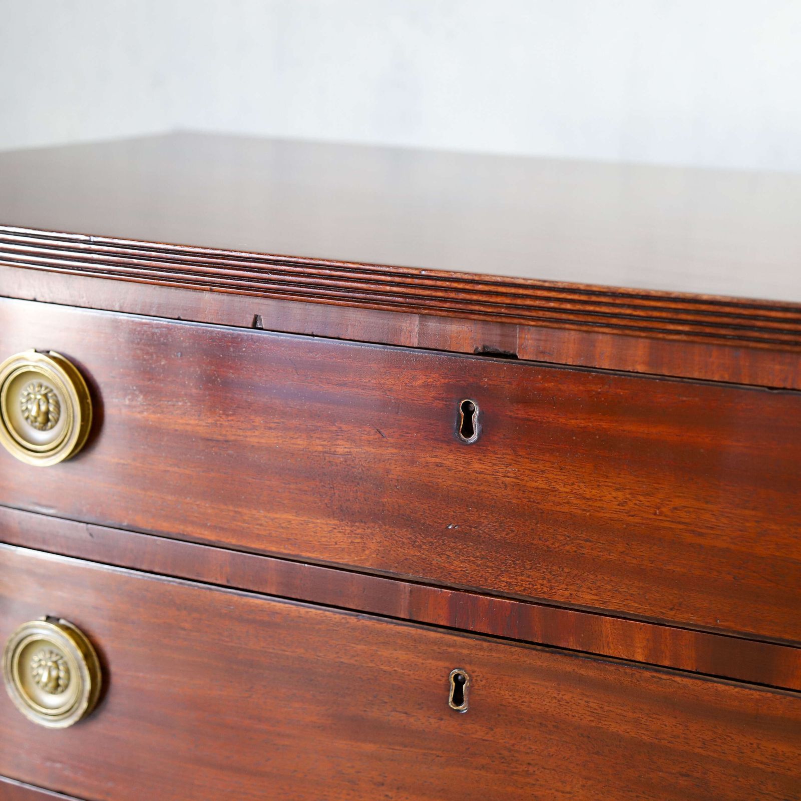 3200.0 Scottish Regency Bow Front Chest Of 4 Graduated Drawers In Flame Mahogany Circa1830 photo