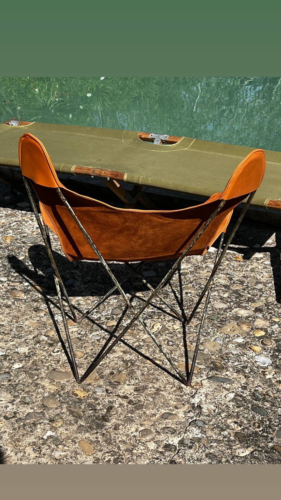 Aa Butterfly Chair For Airborne 1950 In Leather photo vintage