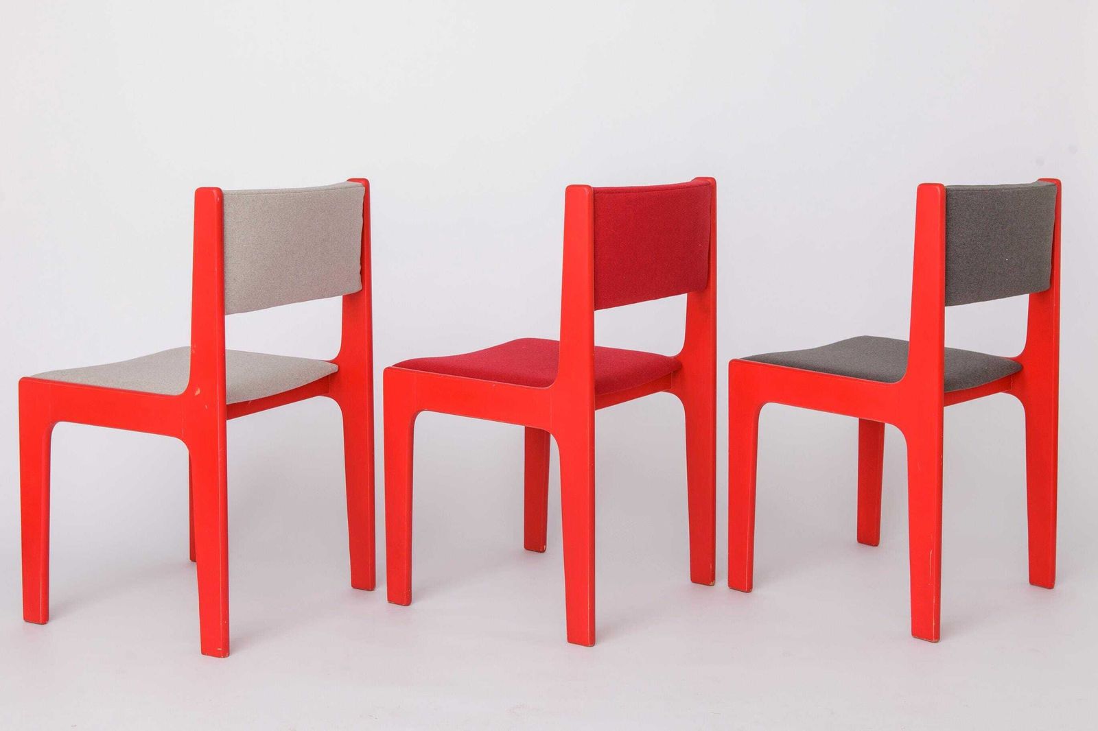Vintage Casala Dining Chairs Set Of 5, 1950s German Beech Wood Chairs, Restored Red Lacquer, Mid Century Modern photo 1417.0