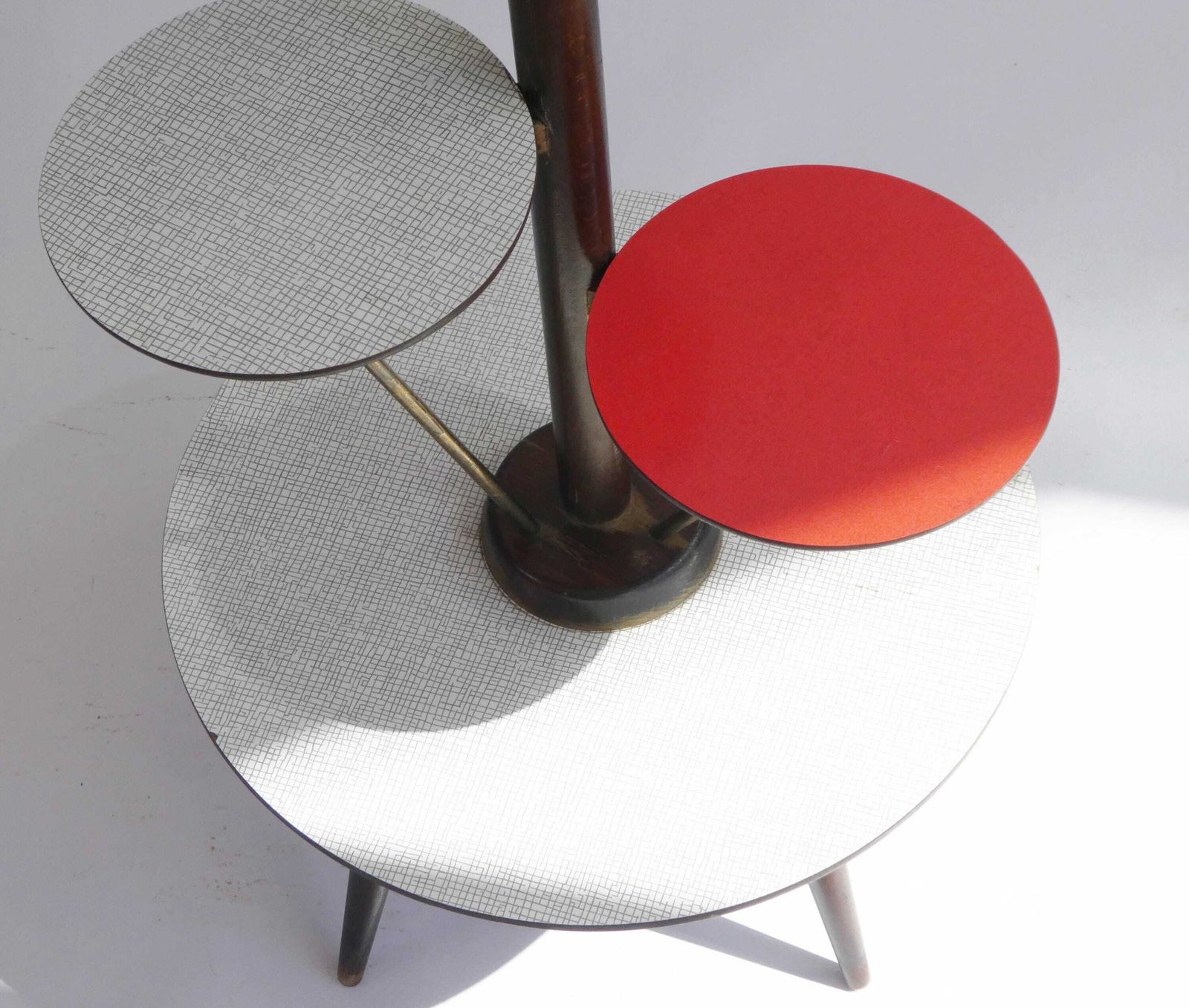 Vintage Mid Century Plant Stand Ilse Möbel, 4 Tier German Red And White Flower Table photo buy