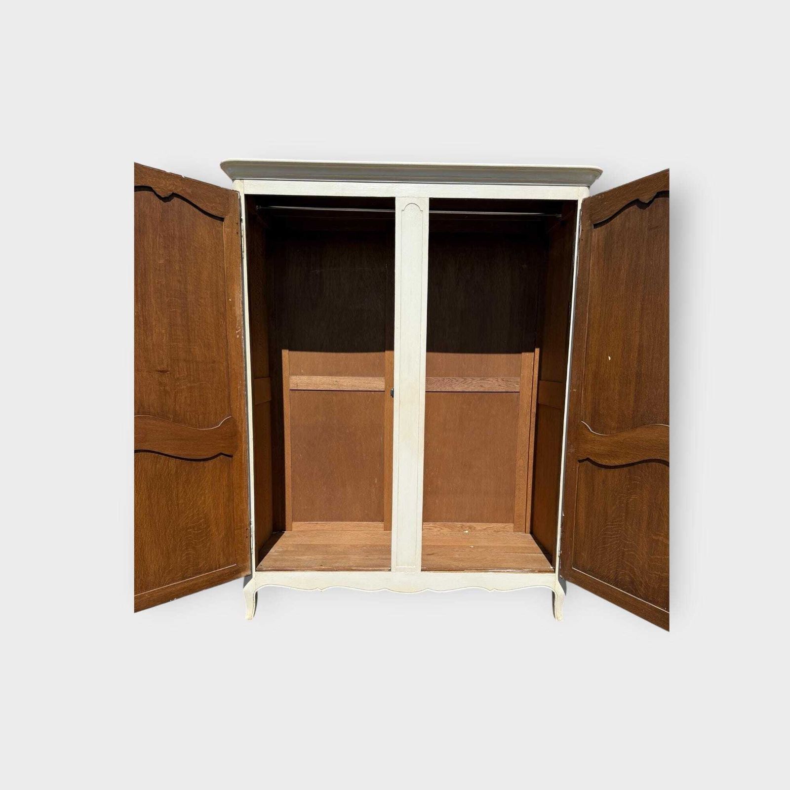 Vintage French Large Painted Armoire 2 Door Wardrobe Breakdown Wardrobe For Easy Access photo vintage