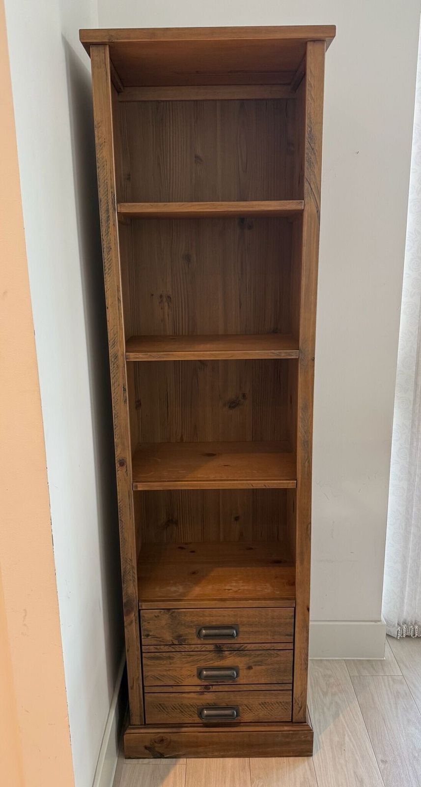Rustic Solid Wood Living Room Suite — Apothecary Tv Cabinet + Matching Tall Bookcase photo Furniture