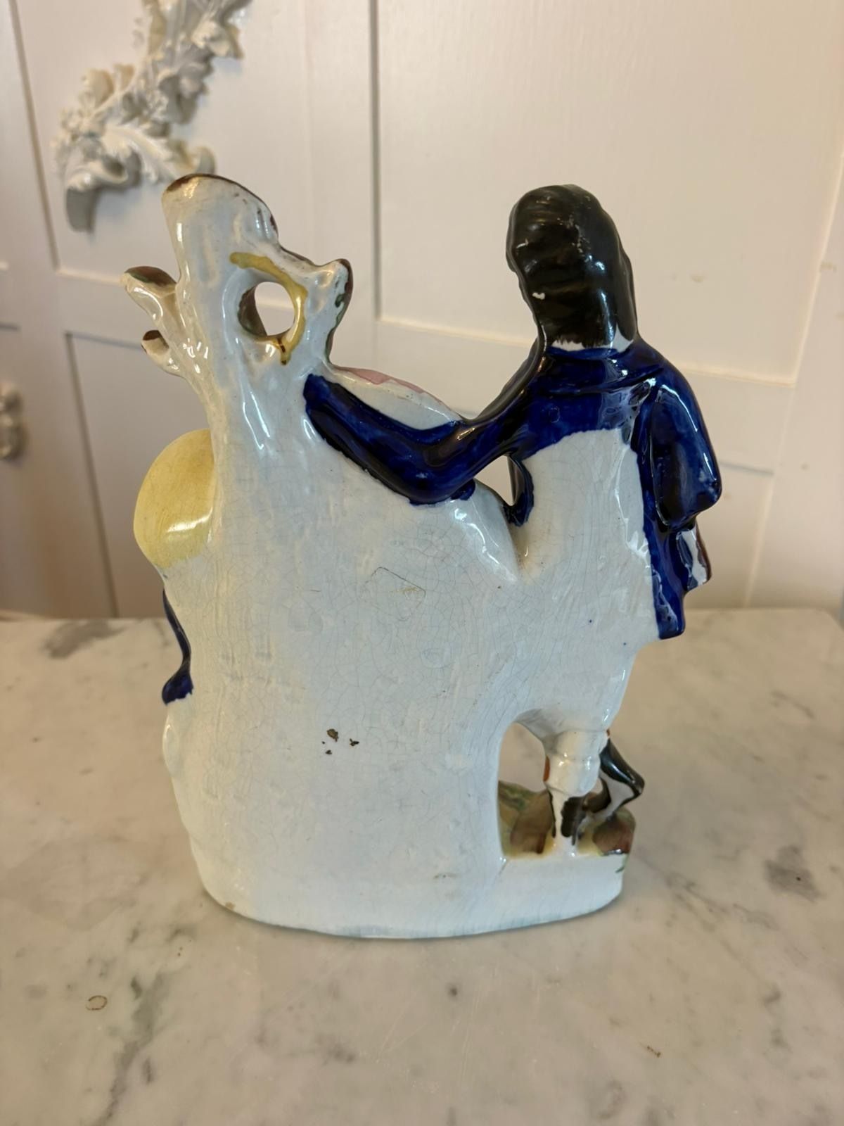 Antique Staffordshire Pottery Figure Spill Vase Man And Woman photo Art