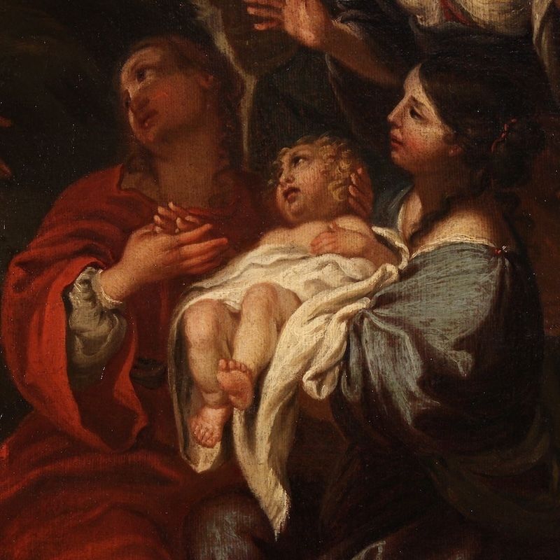 Antique Italian Painting Moses Saved From The Waters From The 17th Century photo 4800.0