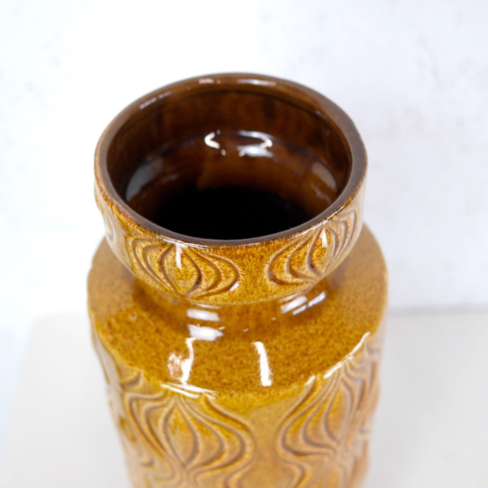 Large Vintage Mid Century Ochre Onion Vase West Germany Scheurich 40cm #103150 photo vintage