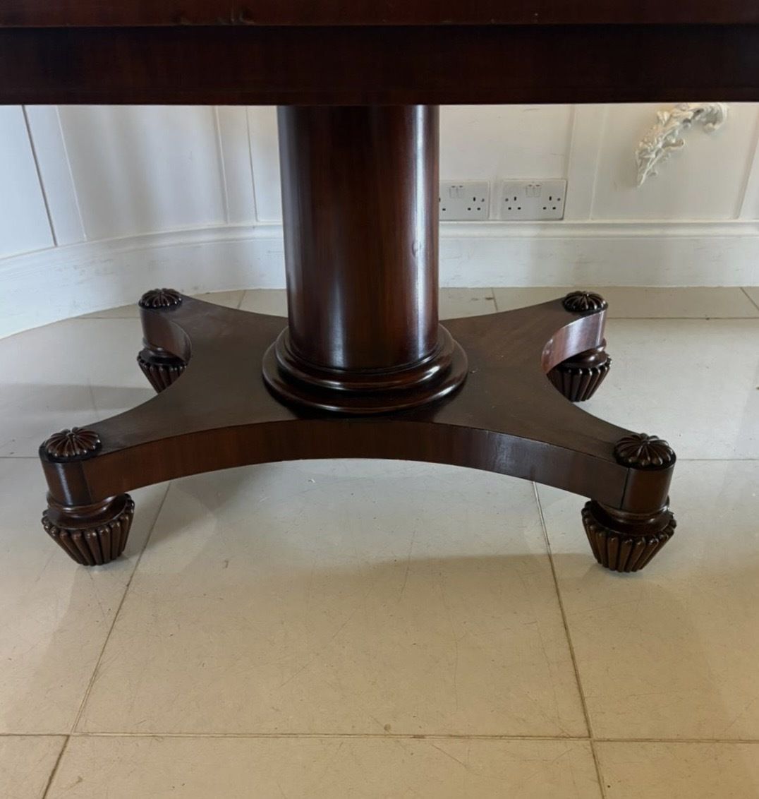 Furniture Antique 19th Century English Figured Mahogany Pedestal Tilt Top Dining Table photo
