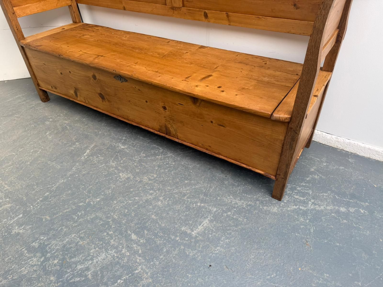 A Lovely Original Hungarian Pine Waxed Georgian 3 Seater Bench photo for sale