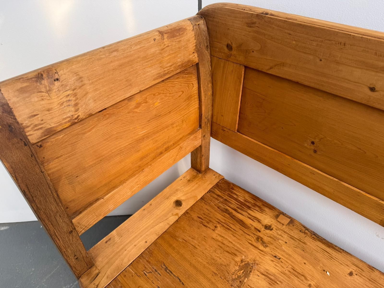 A Lovely Original Hungarian Pine Waxed Georgian 3 Seater Bench photo 795.0