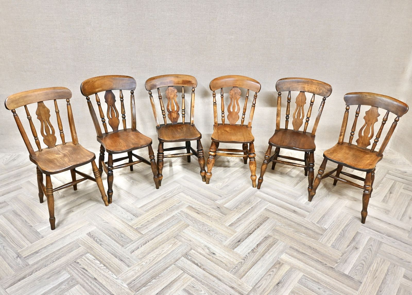 Harlequin Set Of 6 Antique Windsor Lyreback Country Kitchen Dining Chairs photo furniture