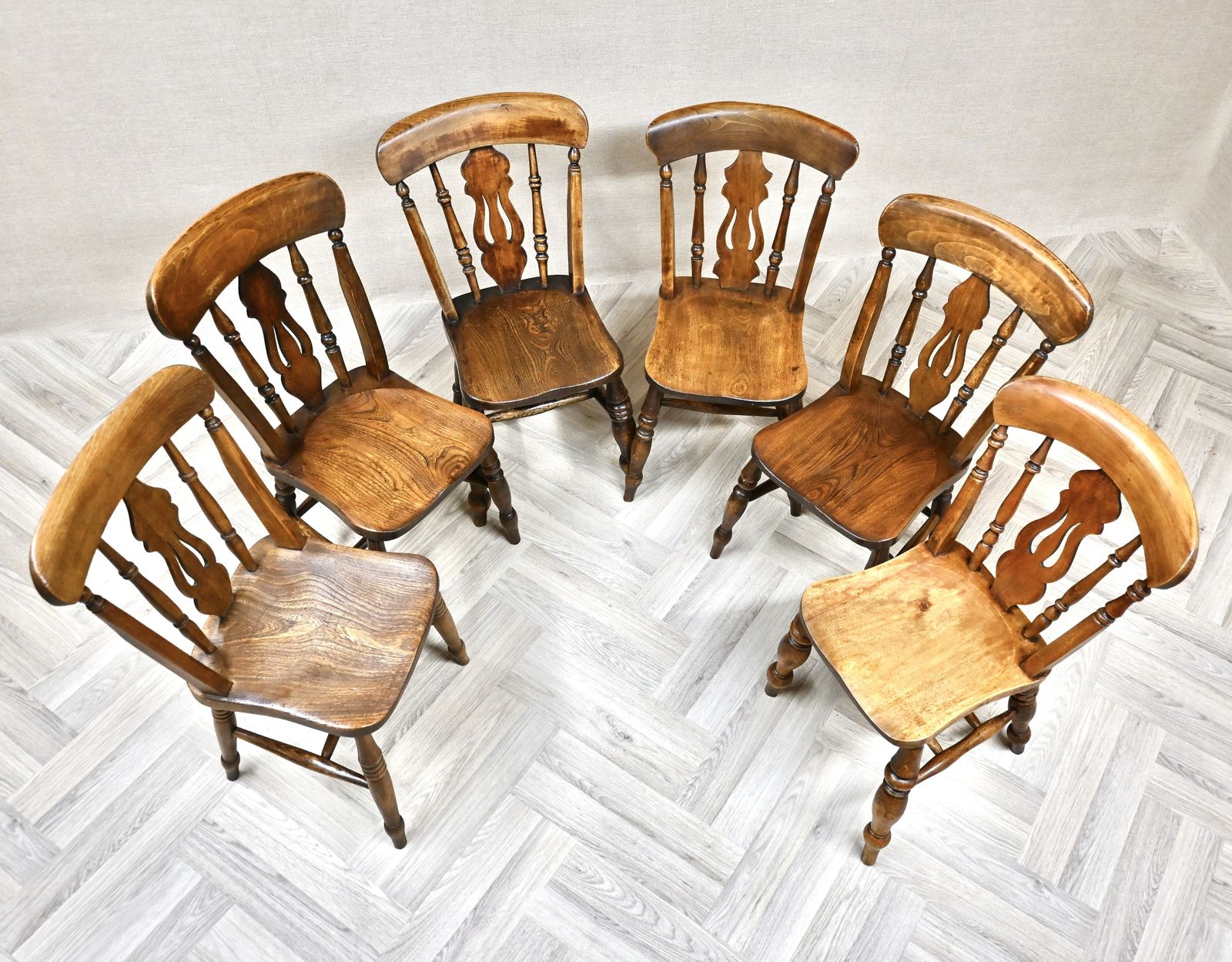 Harlequin Set Of 6 Antique Windsor Lyreback Country Kitchen Dining Chairs photo Furniture