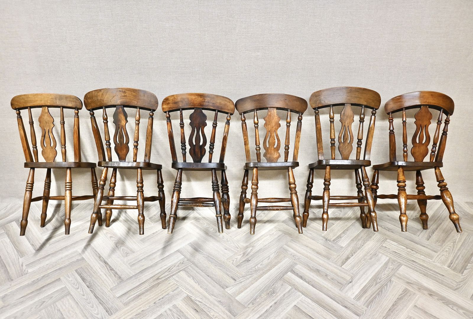 Harlequin Set Of 6 Antique Windsor Lyreback Country Kitchen Dining Chairs photo buy