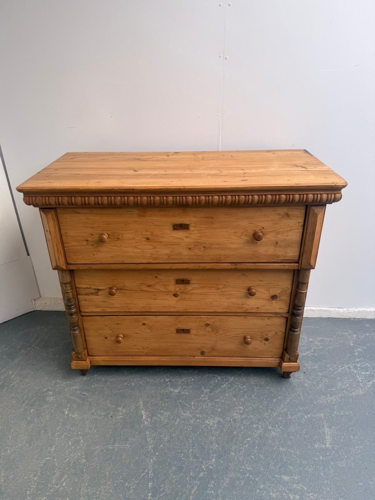 Furniture A Quality Pine Hungarian Waxed Georgian 3 Drawer Chest Of Drawers photo