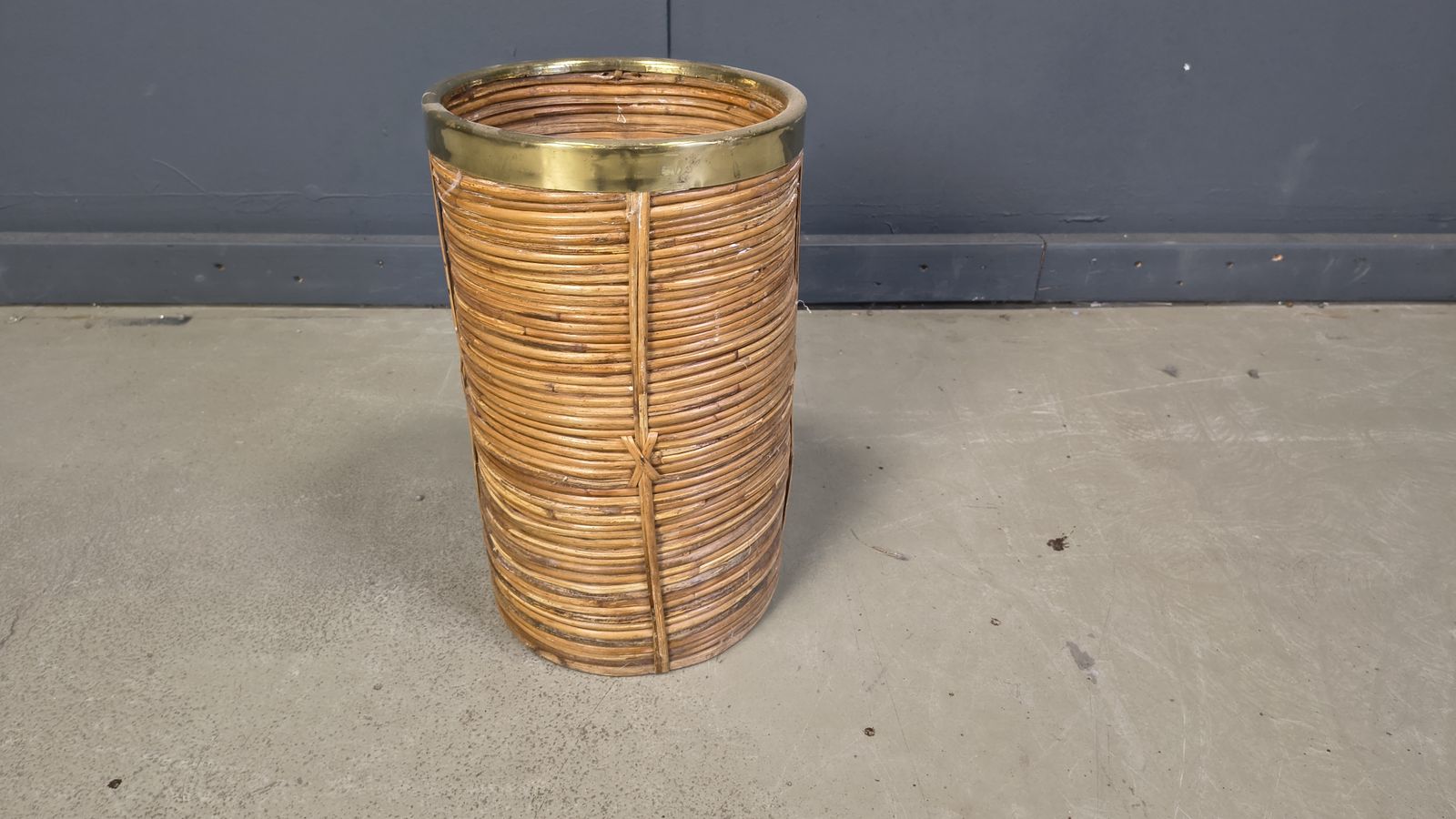 Italian Copper And Bamboo Umbrella Stand, 1960s