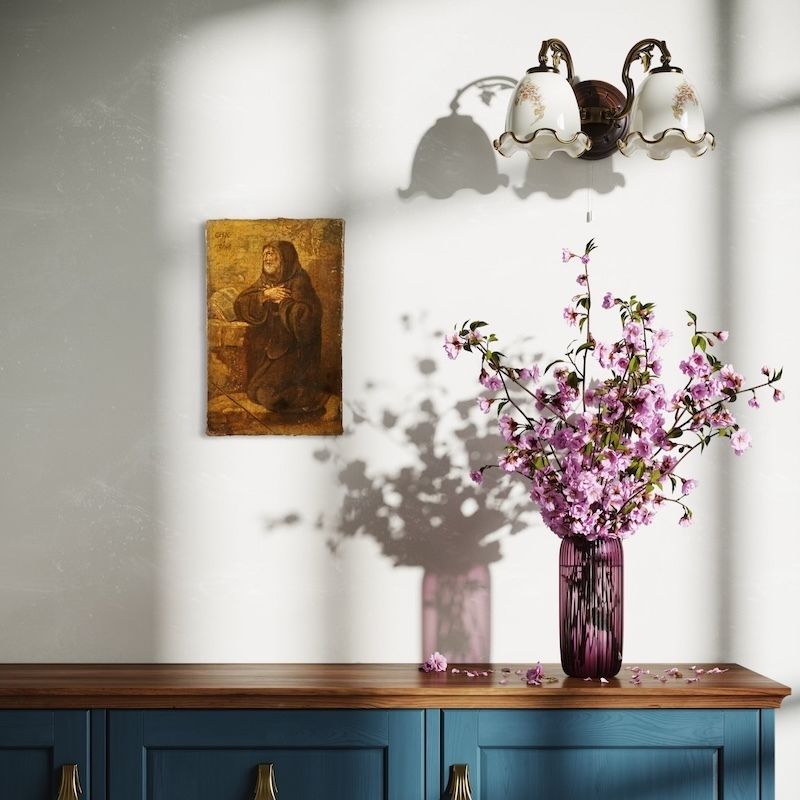 Tableau italien d'époque, Saint François de Paule, XVIIe siècle photo Art