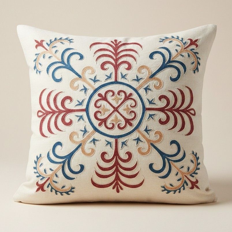 Housse de coussin 100 % soie, 53 x 53 cm. Coussin brodé. Coussin décoratif traditionnel photo furniture