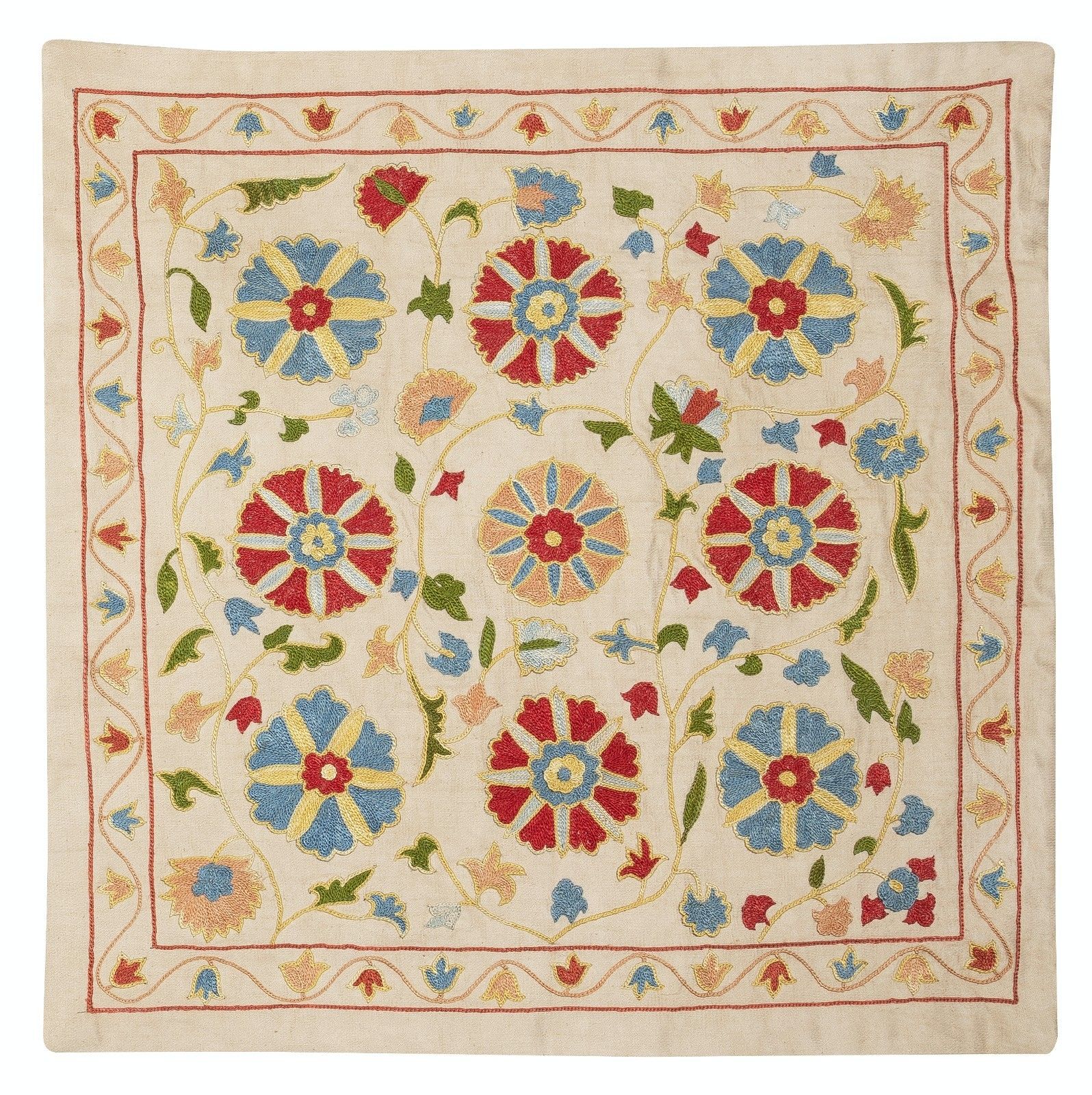 20"X20" 100% Silk Embroidered Pillow Cover. Contemporary Handmade Cushion Cover photo furniture
