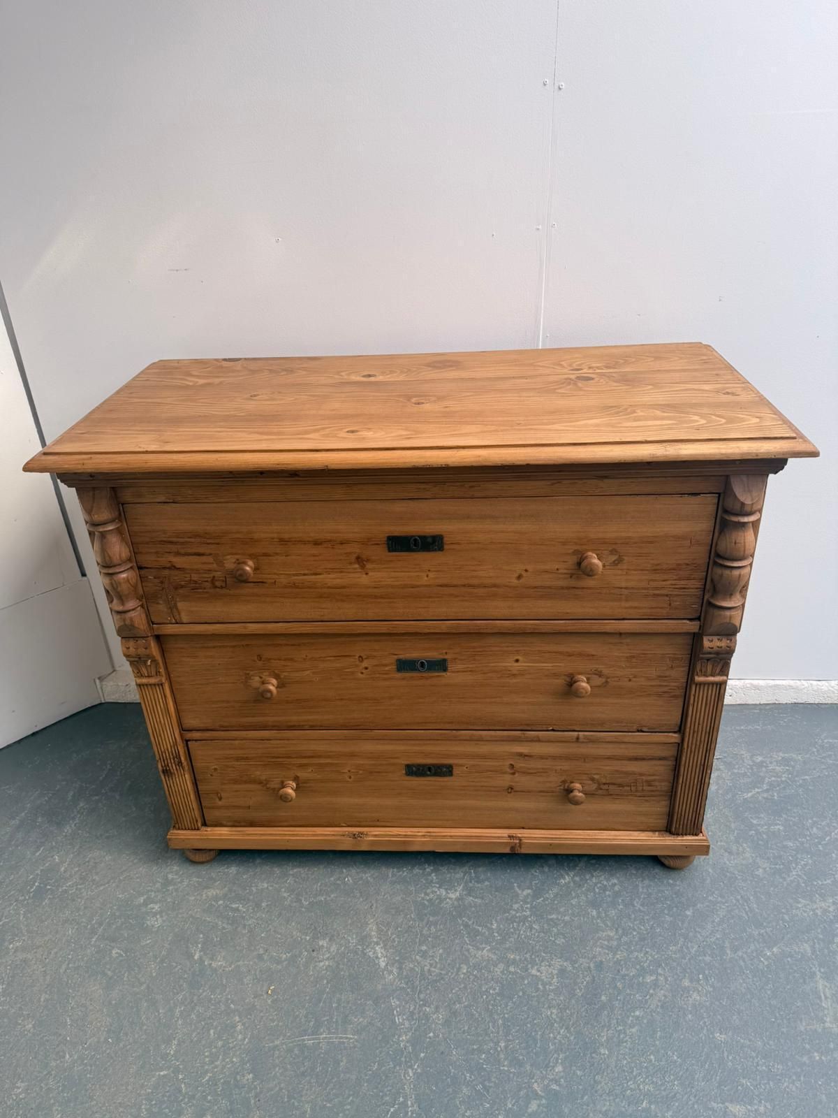 An Early Victorian Pine Hungarian Waxed 3 Drawer Chest Of Drawers photo Furniture