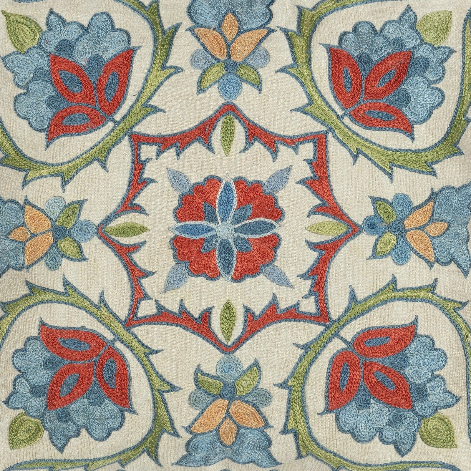12"X12" 100% Silk Accent Pillow Cover. Traditional Embroidered Throw Pillow. photo for sale