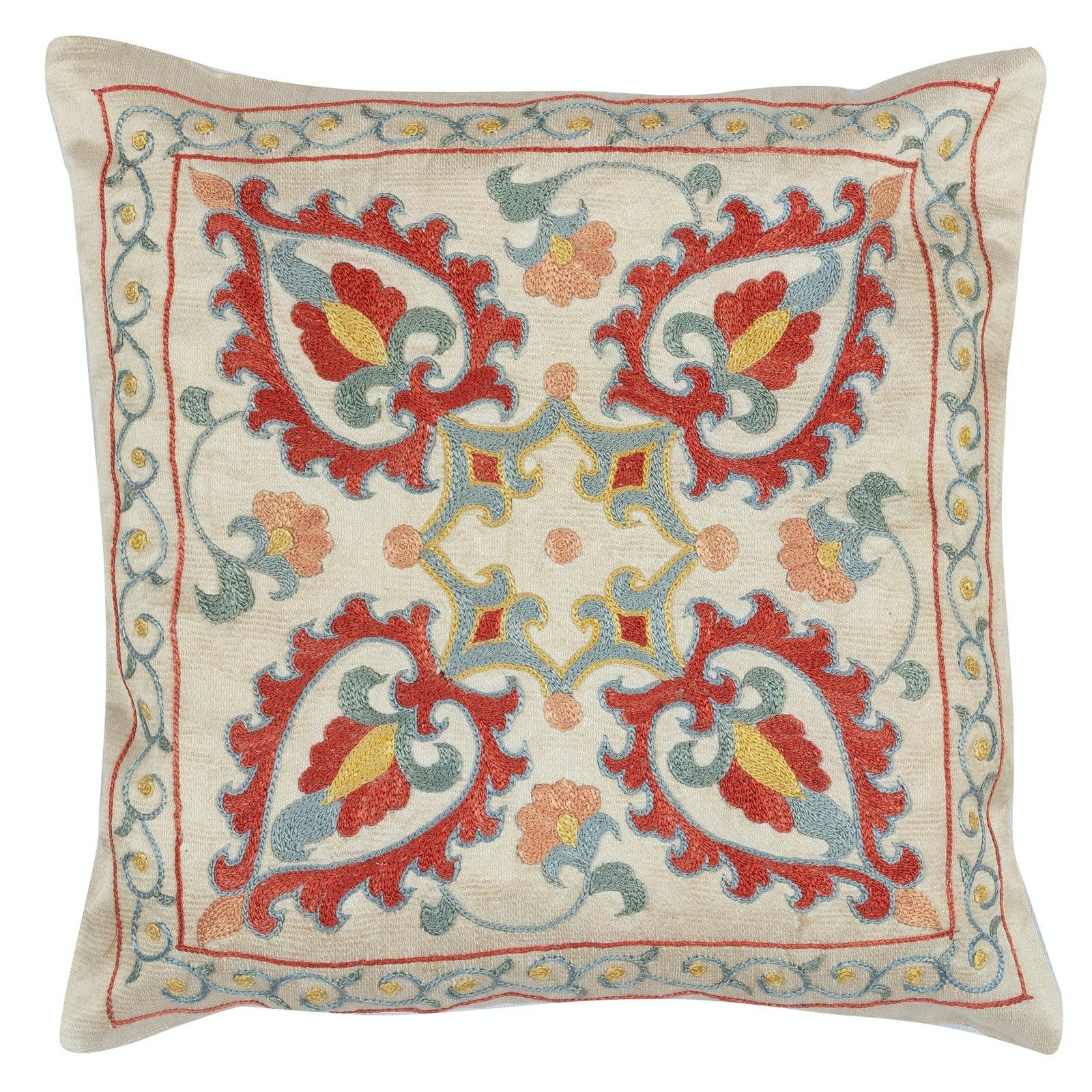 12"X12" 100% Silk Cushion Cover. Embroidered Lace Pillow. New Accent Pillow