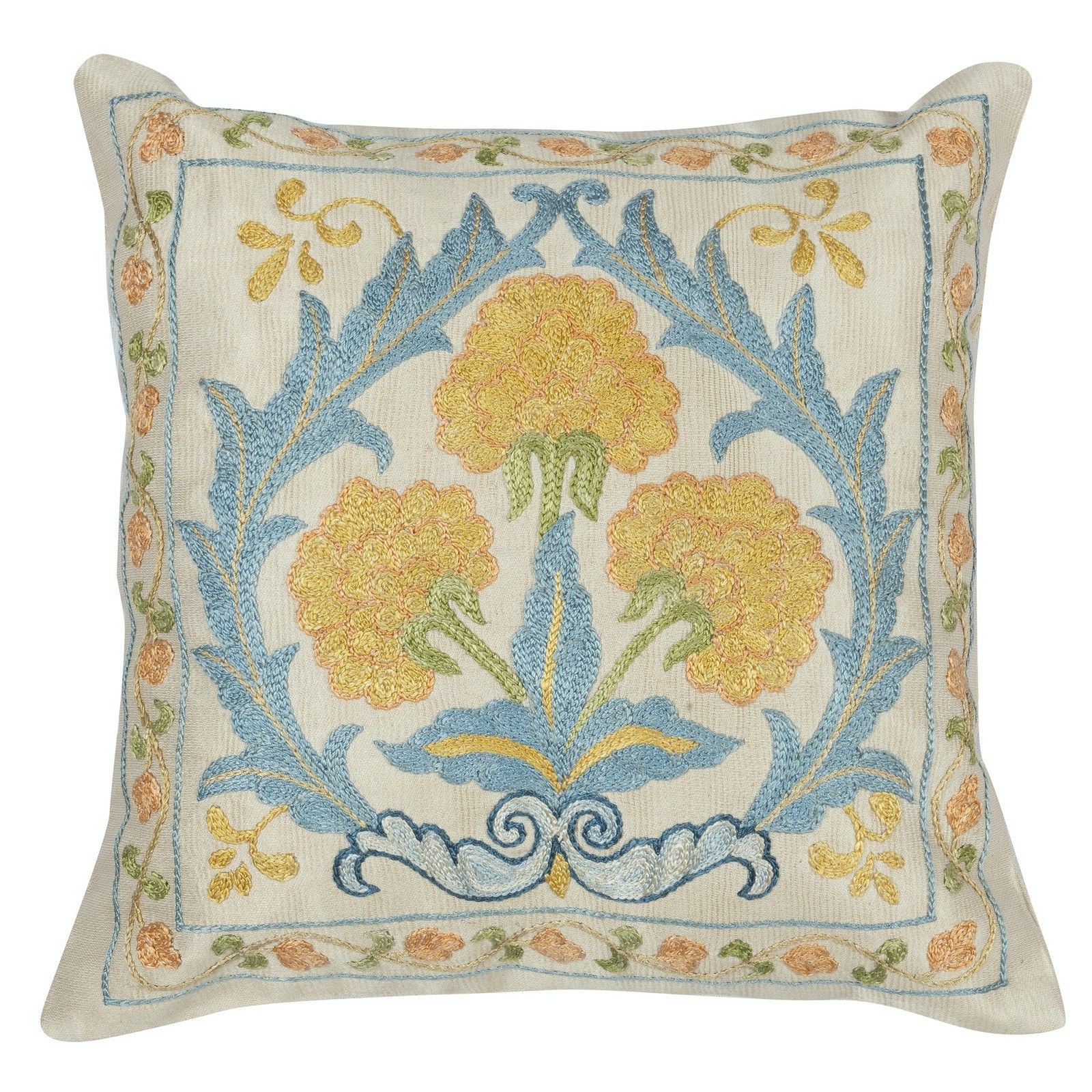 Housse de coussin 30 x 30 cm, entièrement en soie. Coussin décoratif fait main. Coussin brodé