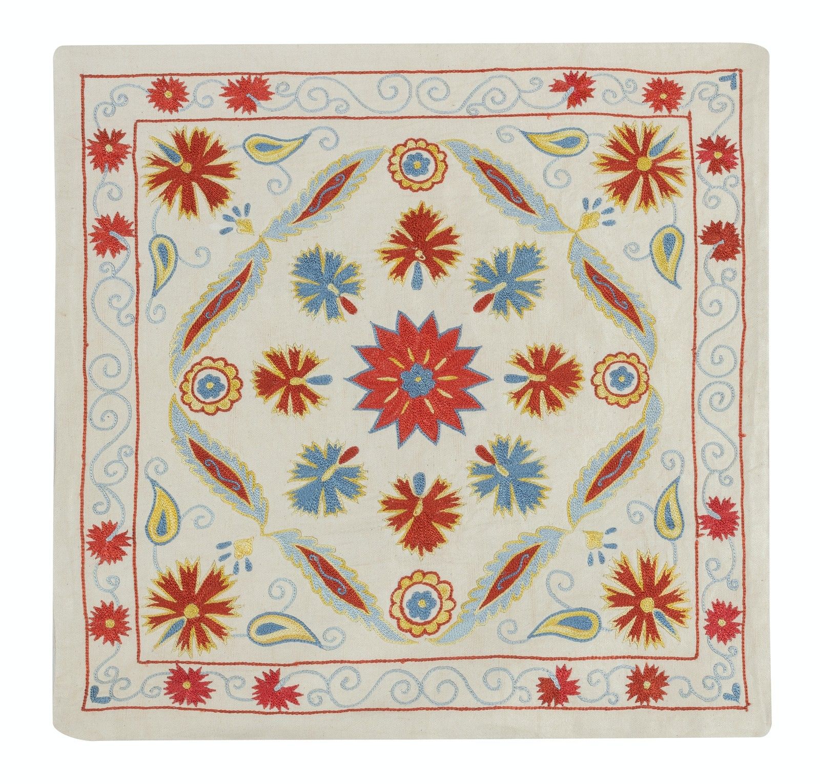 Lot de 2 housses de coussin 50 x 50 cm en soie 100 %, coussins brodés d'accent photo for sale