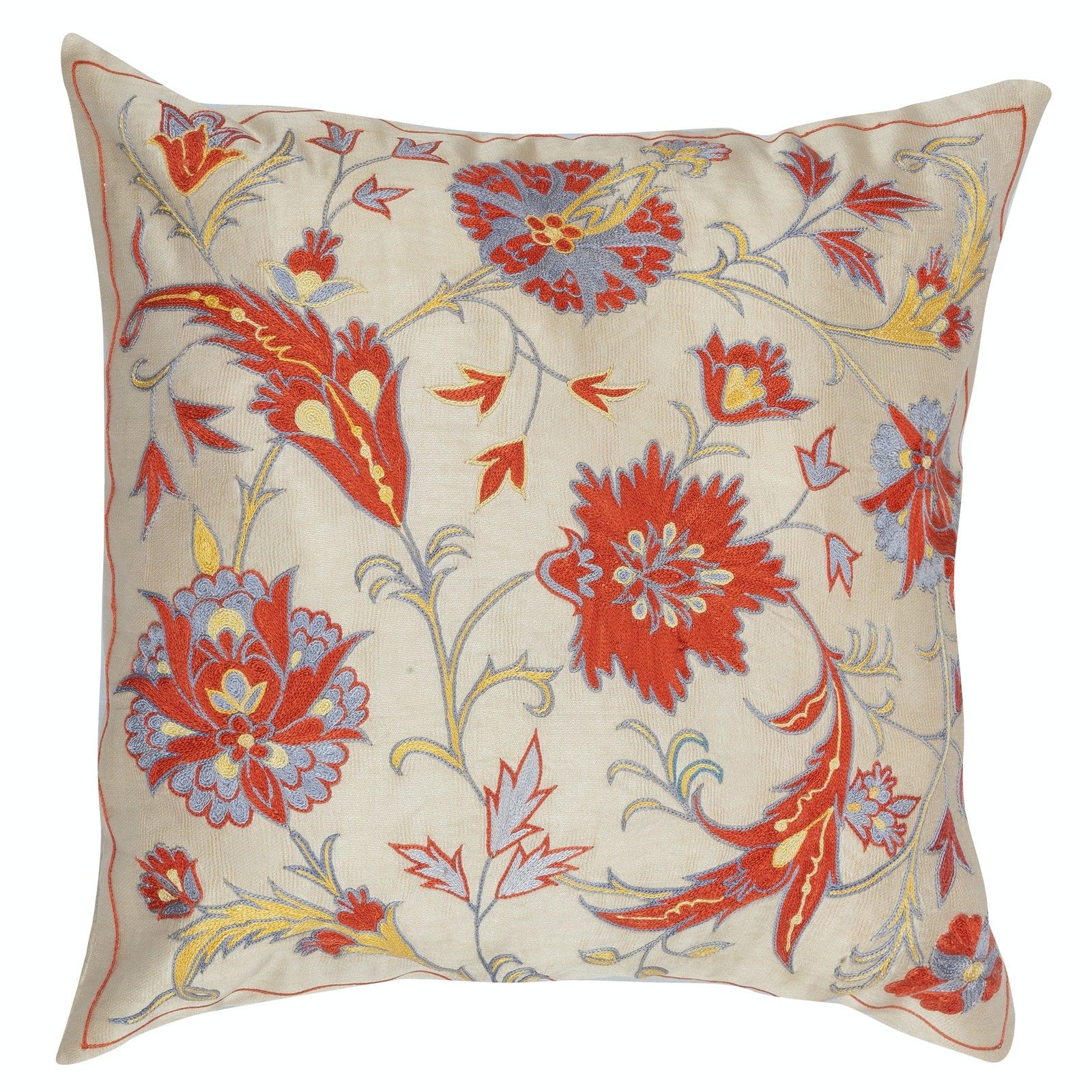 20"X20" Set Of 2 100% Silk Cushion Covers. Embroidered Handmade Throw Pillows photo furniture