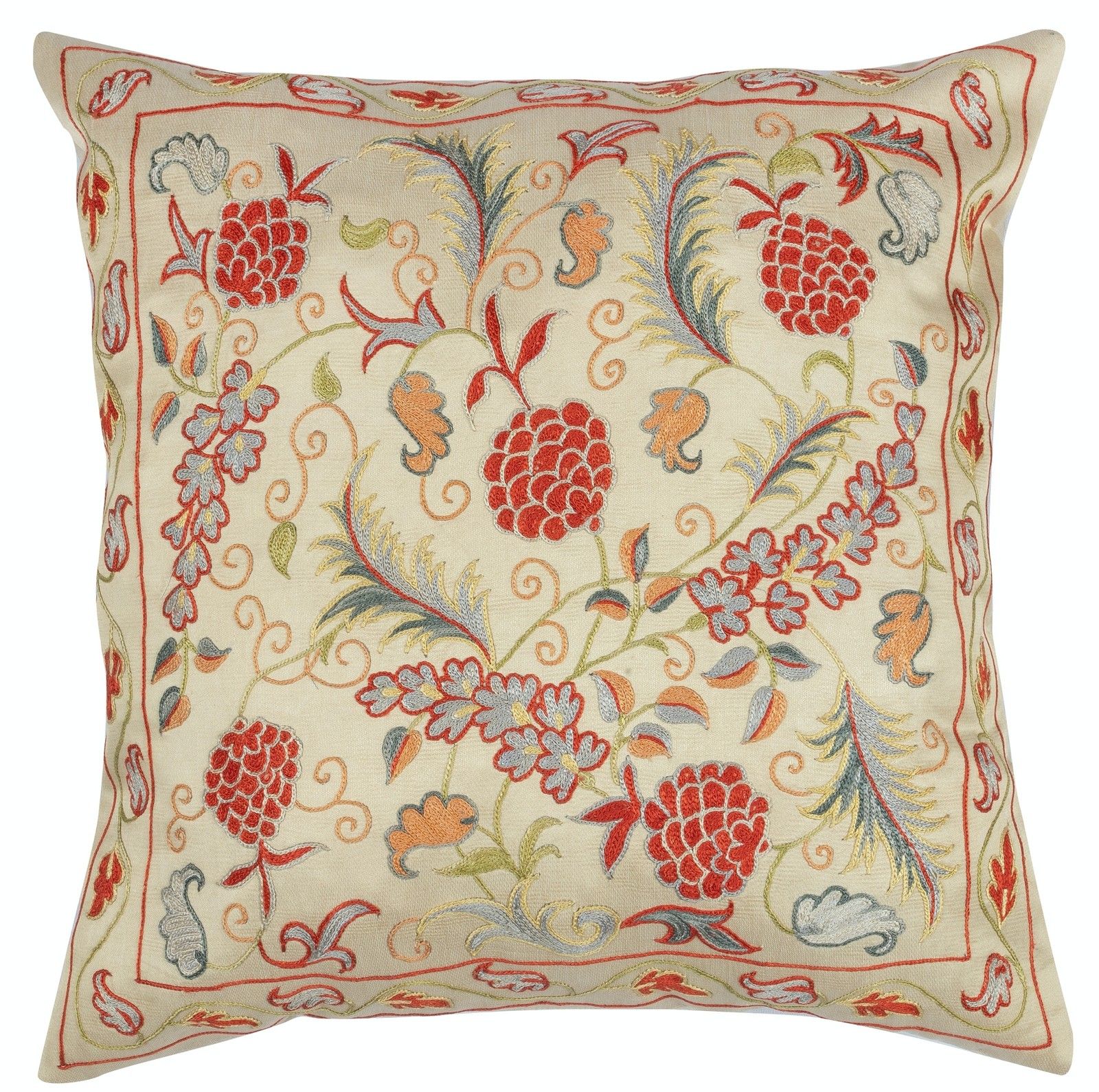 20"X20" Set Of 2 100% Silk Accent Pillow Covers. Embroidered Cushion Covers photo furniture