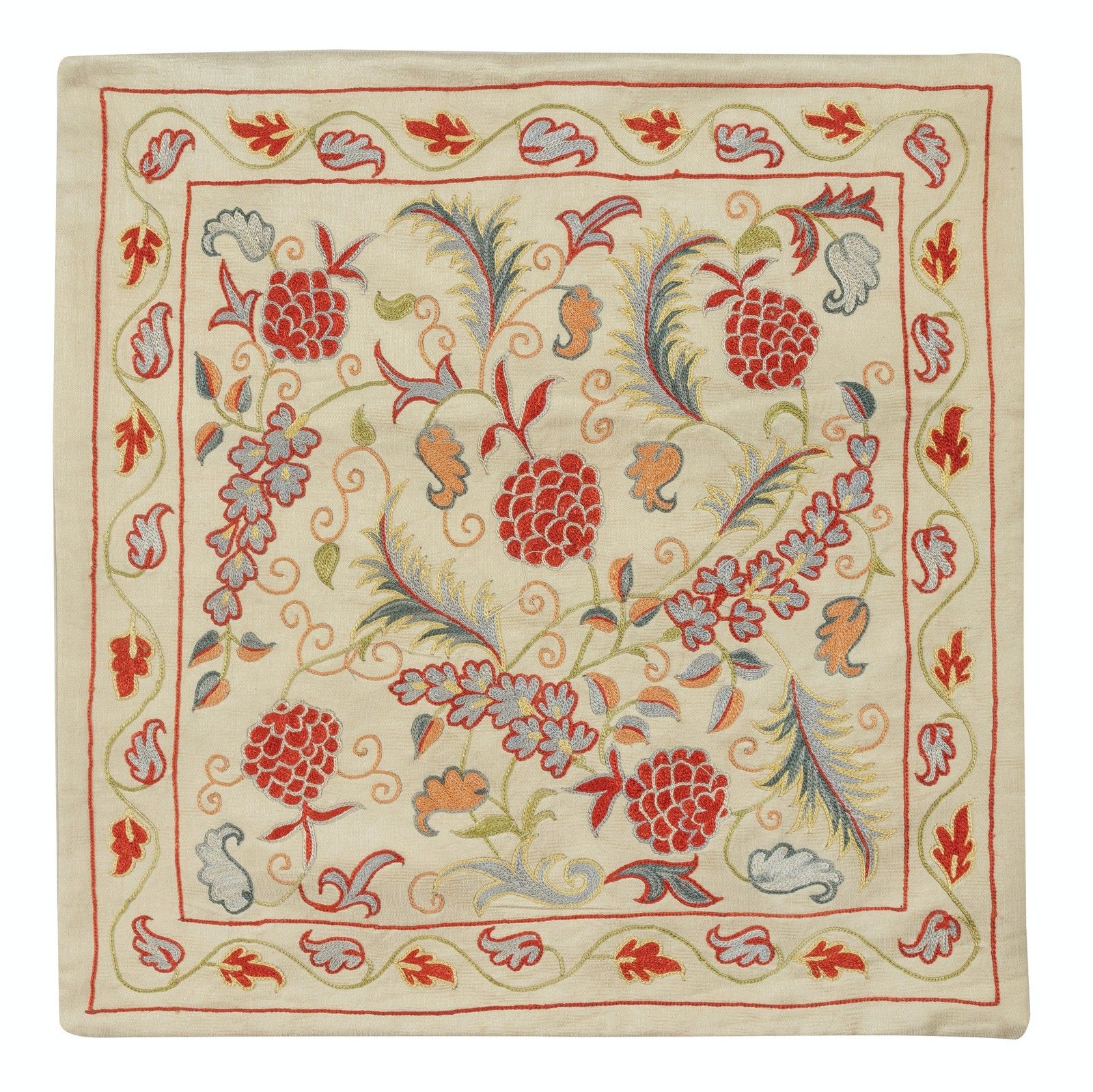 20"X20" Set Of 2 100% Silk Accent Pillow Covers. Embroidered Cushion Covers photo for sale