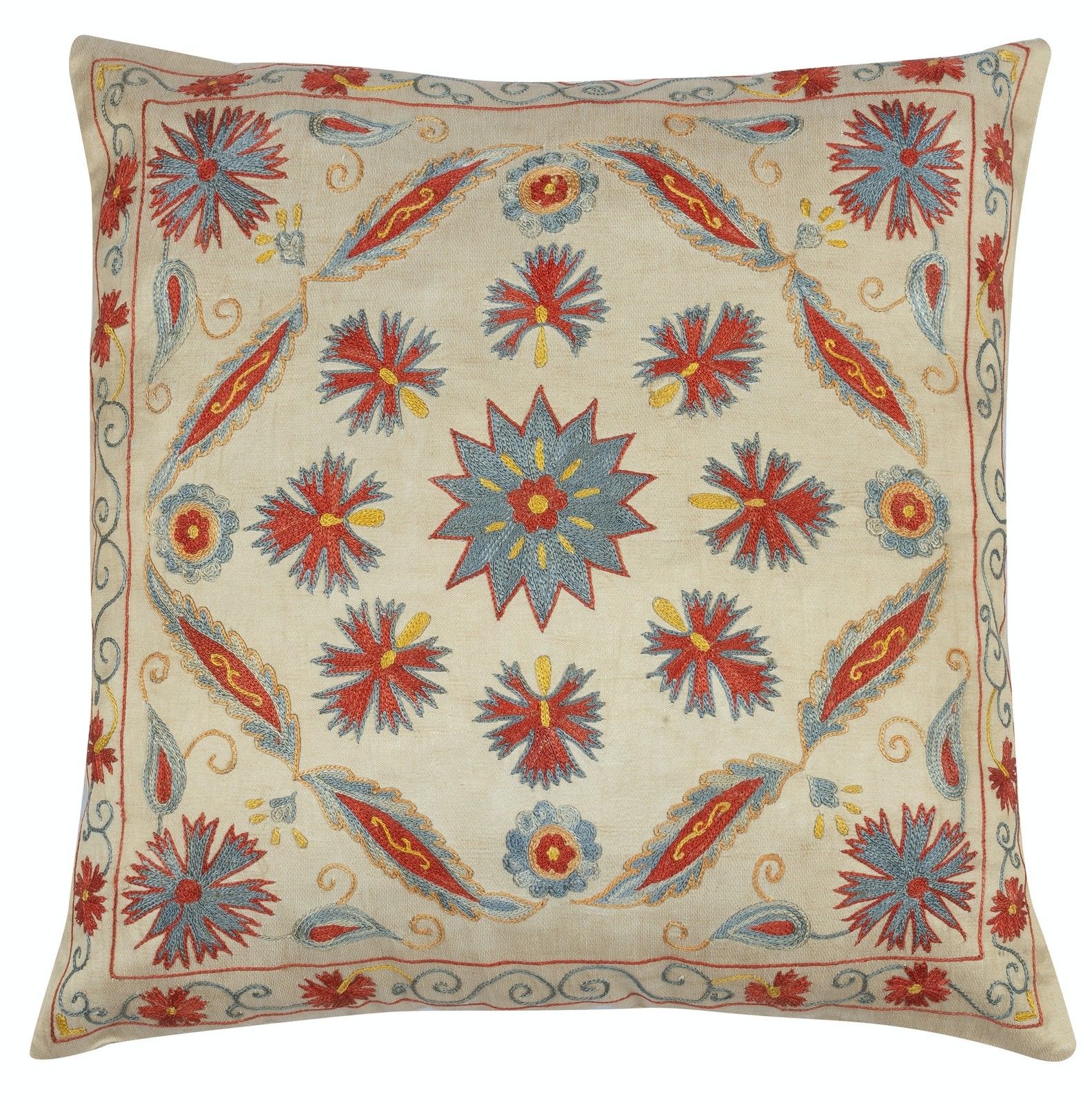 20"X20" Set Of 2 Embroidered 100% Silk Cushion Covers. Handmade Accent Pillows photo furniture