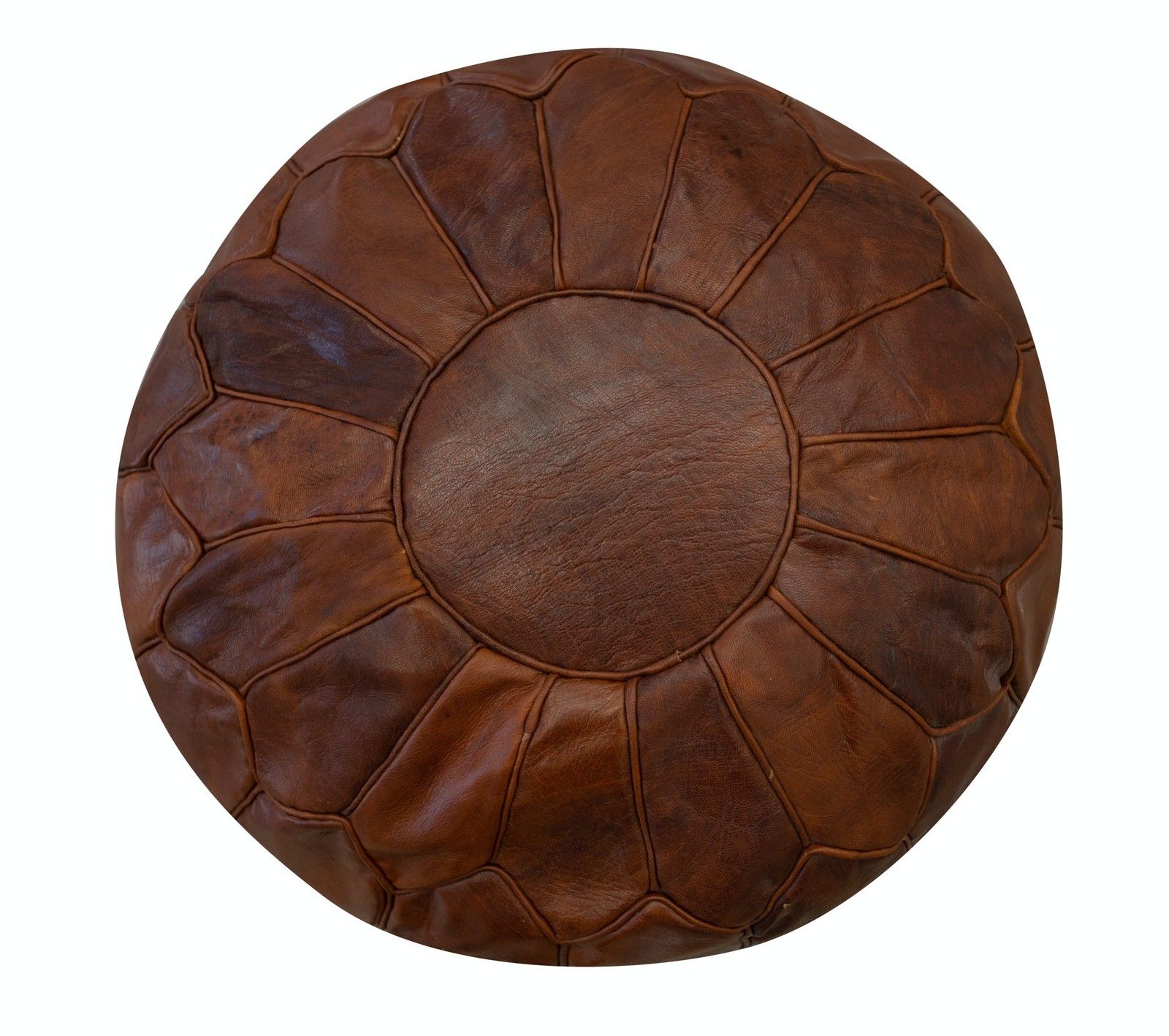 Pouf rond en cuir véritable travaillé à la main, non rembourré, marron, repose-pieds, option personnalisable A