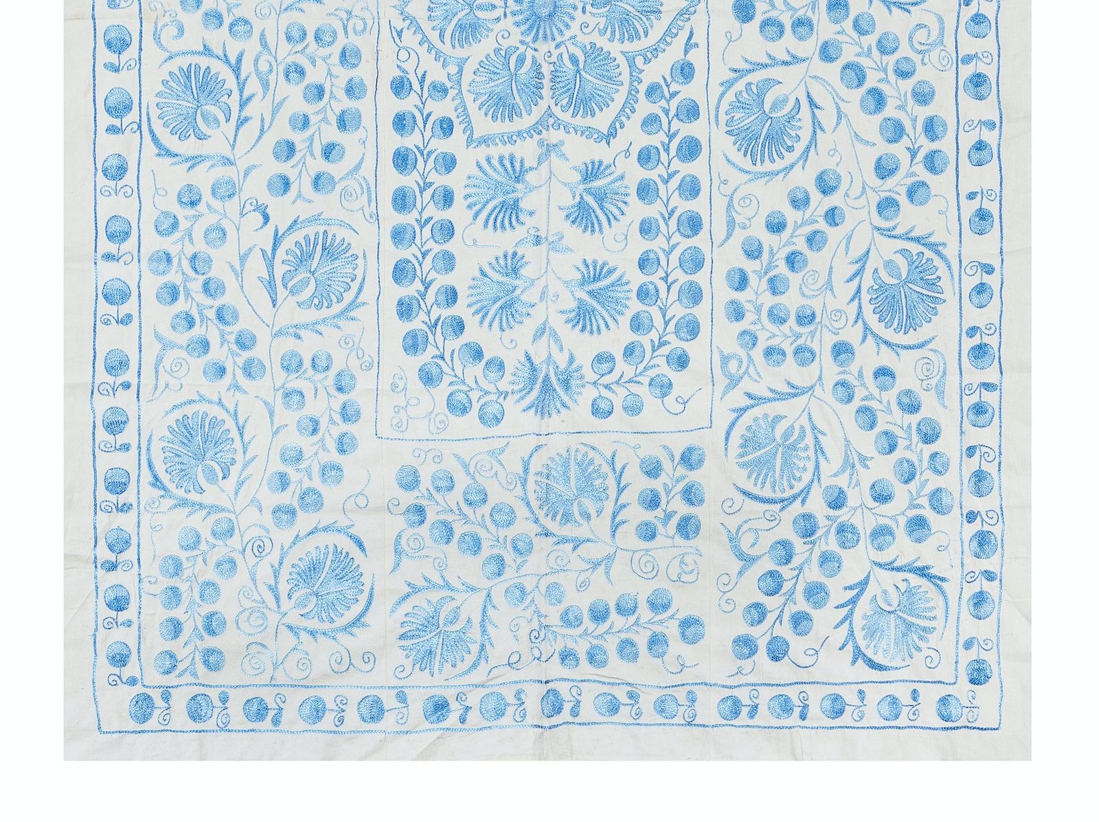 5x7 Ft Classic Uzbek Suzani Embroidery, New Silk, Cotton Wall Hanging, Bed Cover photo for sale