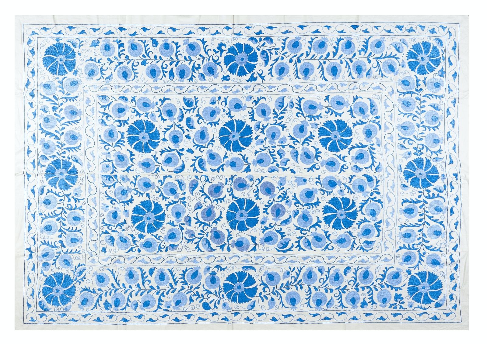 Suzani ouzbek classique 6,3 x 8,3 ft, broderie en soie, tenture murale ou couvre-lit photo 898.0