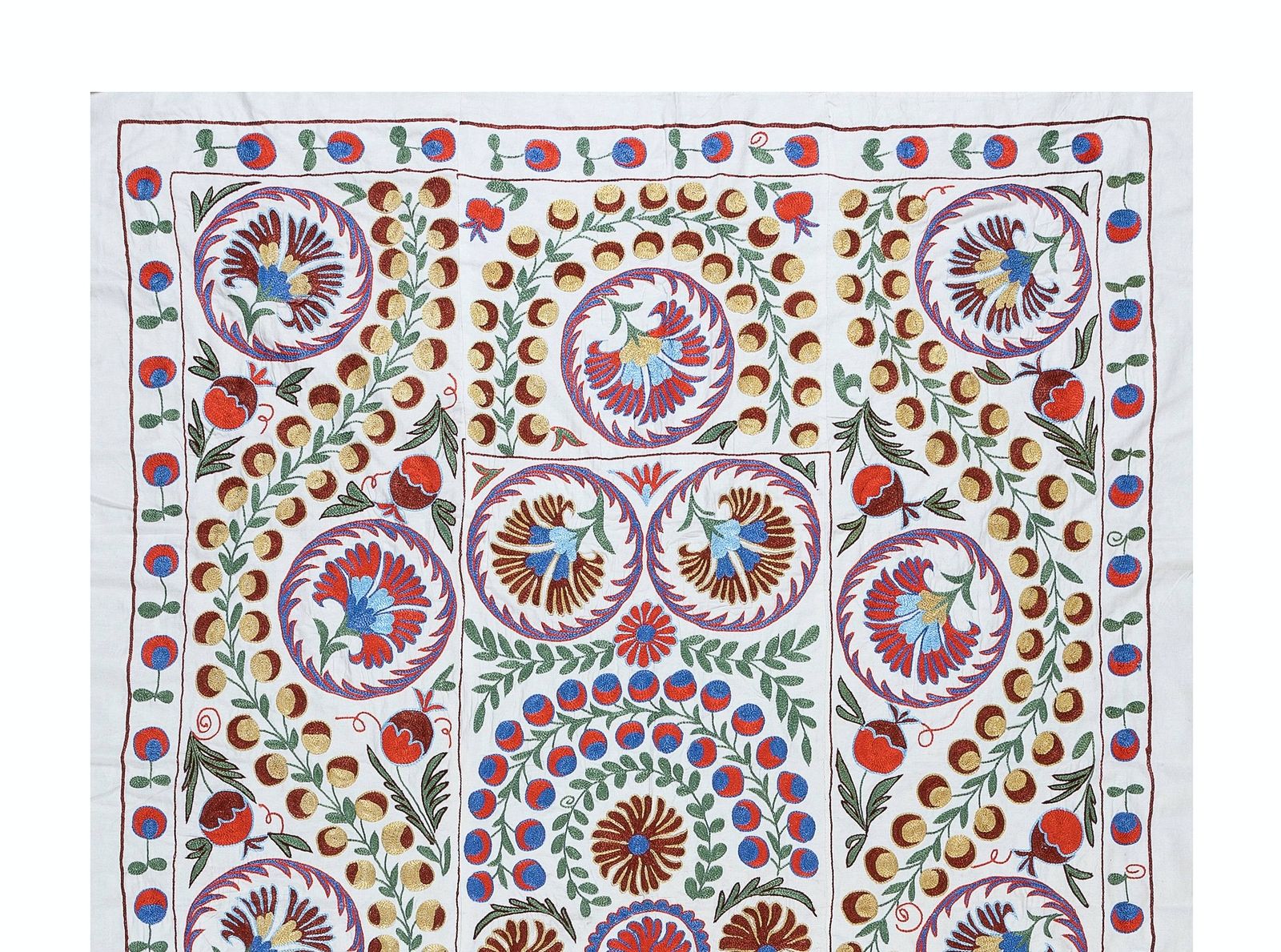 Couvre-lit suzani brodé à la main en soie, 140 x 213 cm, tenture murale, Ouzbékistan photo furniture