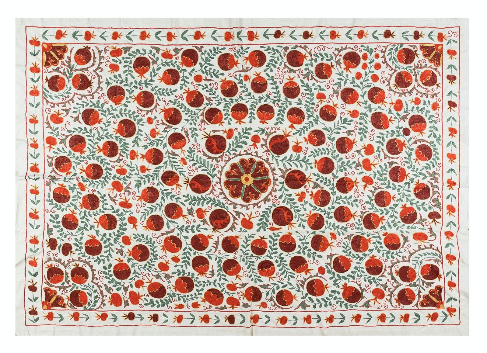 5x7 Ft Zijden Handgeborduurd Suzani Stof Tafelkleed, Nieuw Oezbeeks Wandkleed photo 747.0