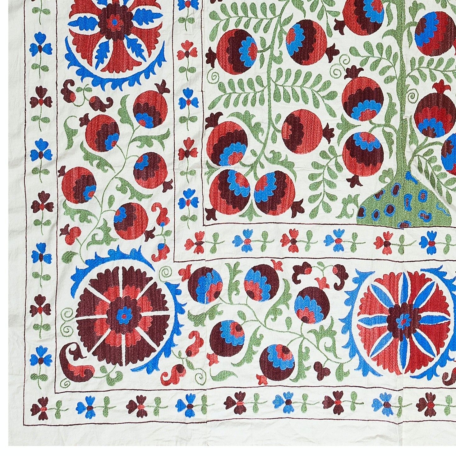 6.3x8 Ft Silk Hand Embroidered Bedspread, Traditional Table Cover, Wall Hanging photo Textiles