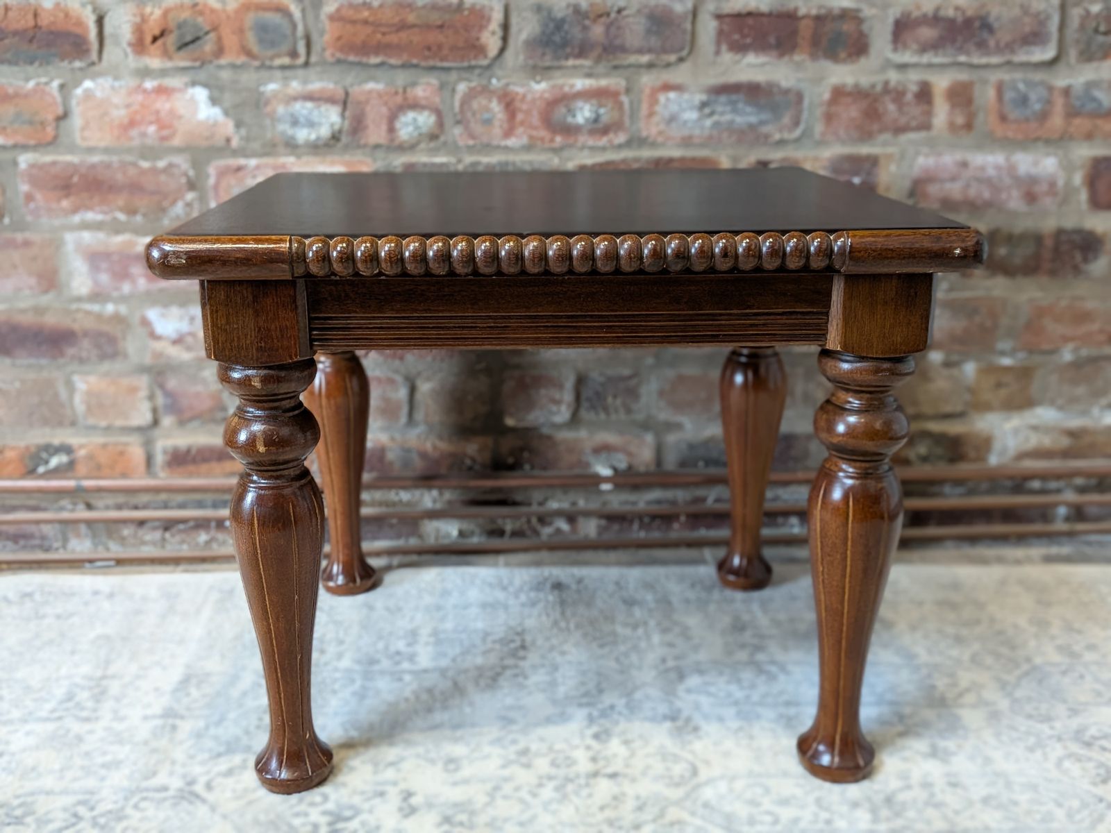 Oak Side Table With Painted Black Top And Bobbin Trim photo furniture