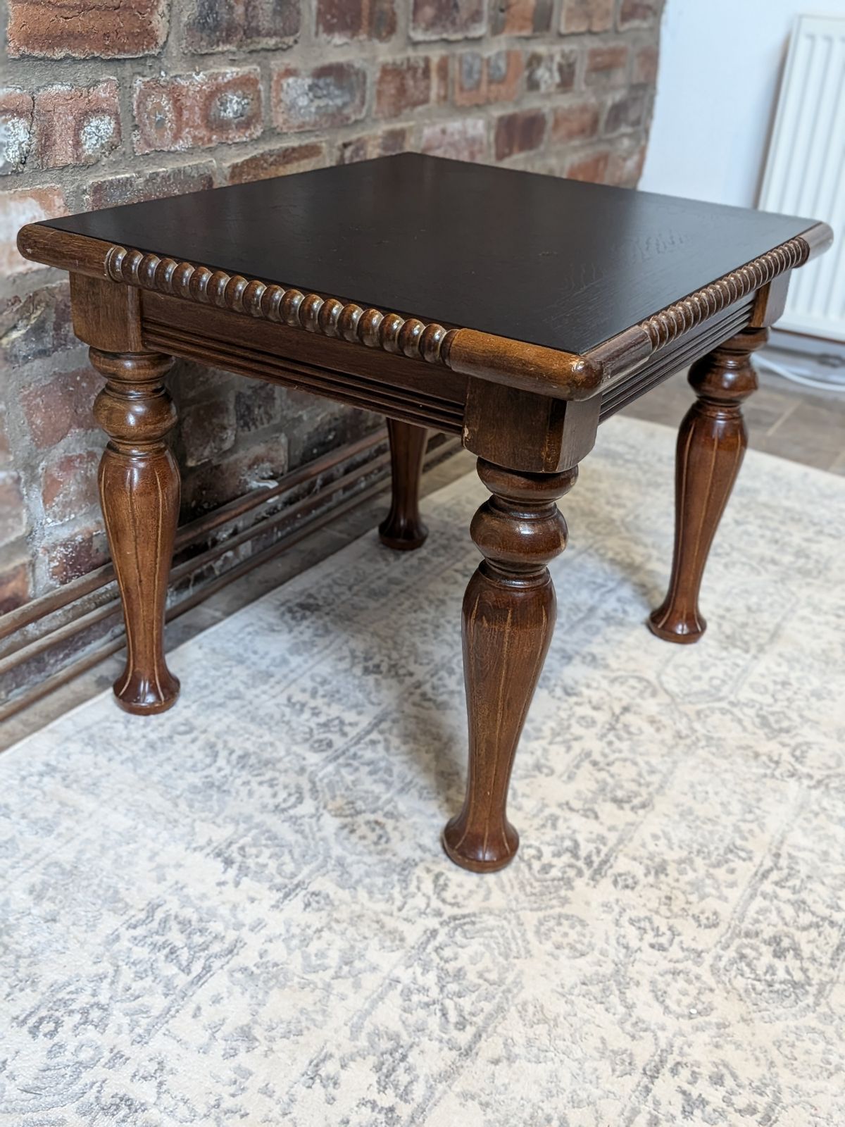 Oak Side Table With Painted Black Top And Bobbin Trim photo 55.0