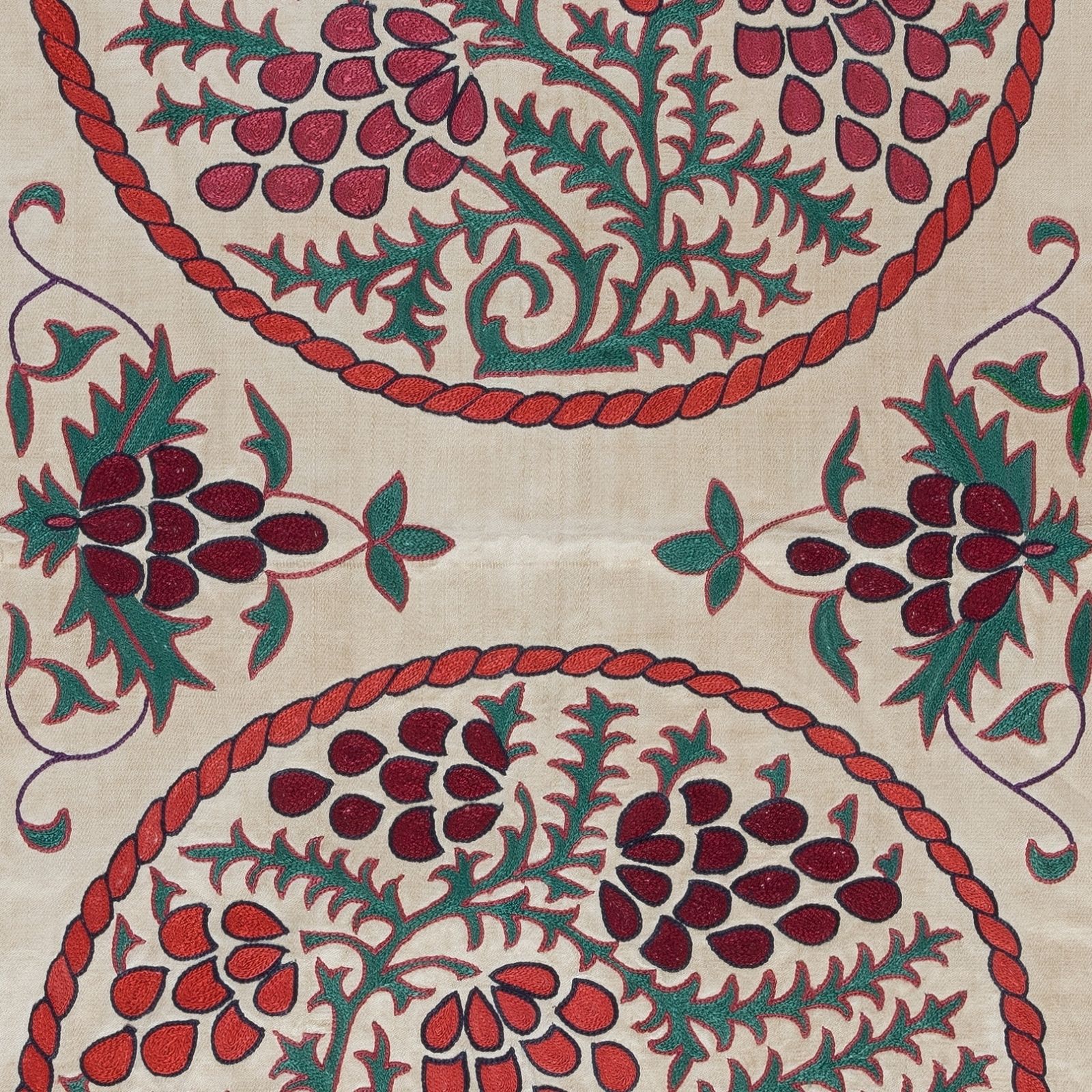 21"X42" Embroidered 100% Silk Wall Hanging, Suzani Wall Decor, Uzbek Tablecloth photo Art