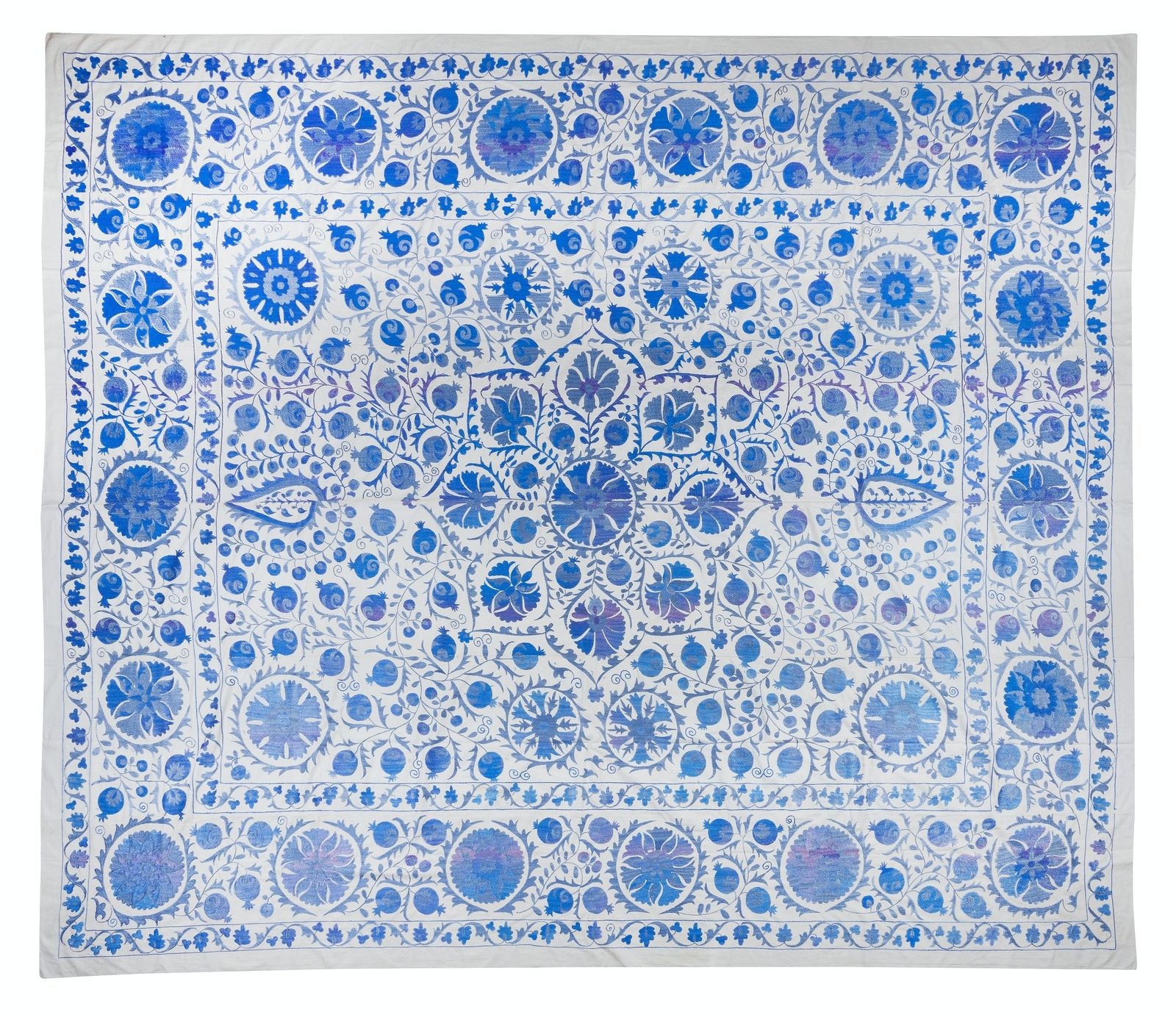 10x11.8 Ft Rare Size Silk Embroidery Wall Hanging, Modern Uzbek Suzani Bed Cover photo 1628.0