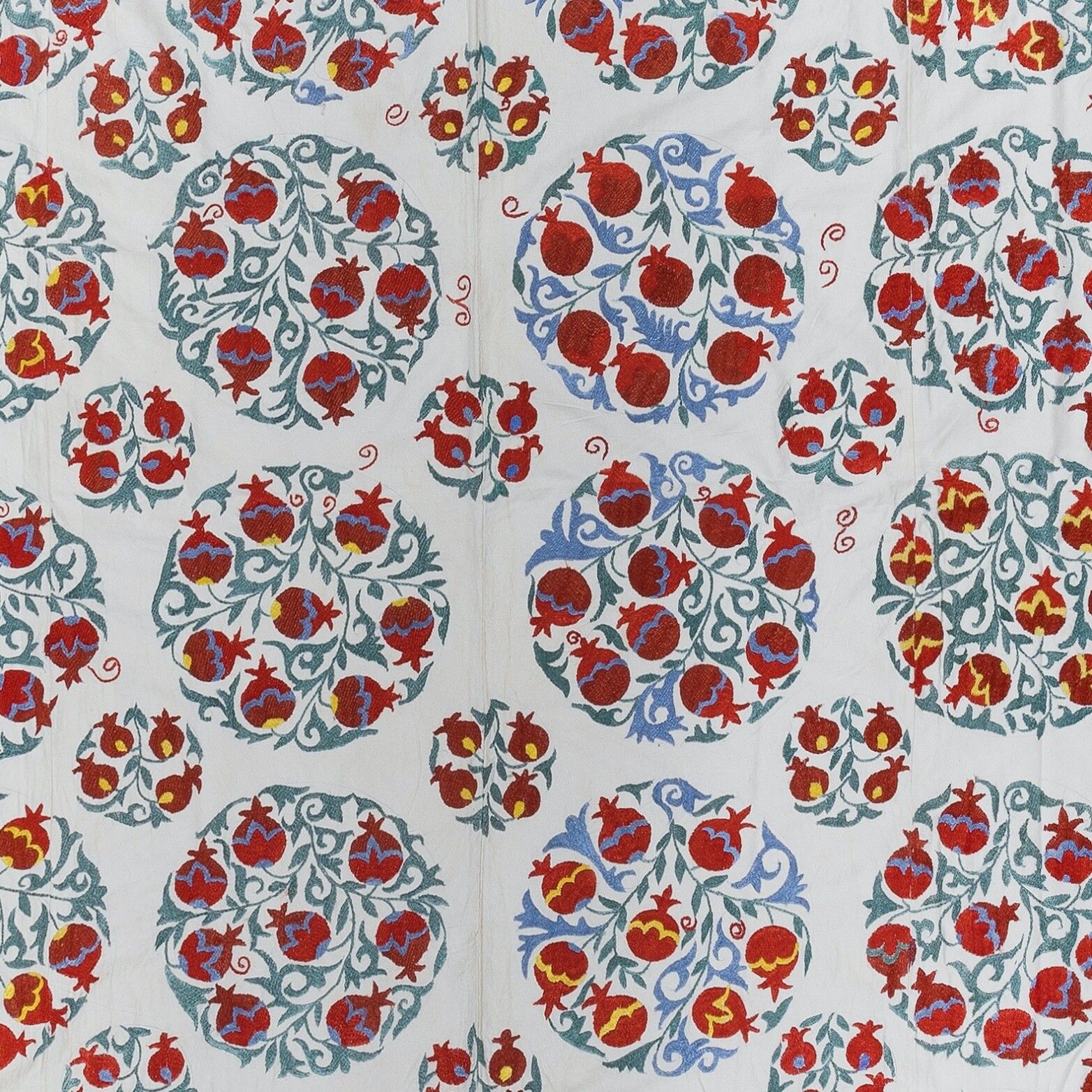 6x8.5 Ft Silk Embroidery Wall Hanging, Pomegranate Design Bed Cover, Wall Decor photo Art