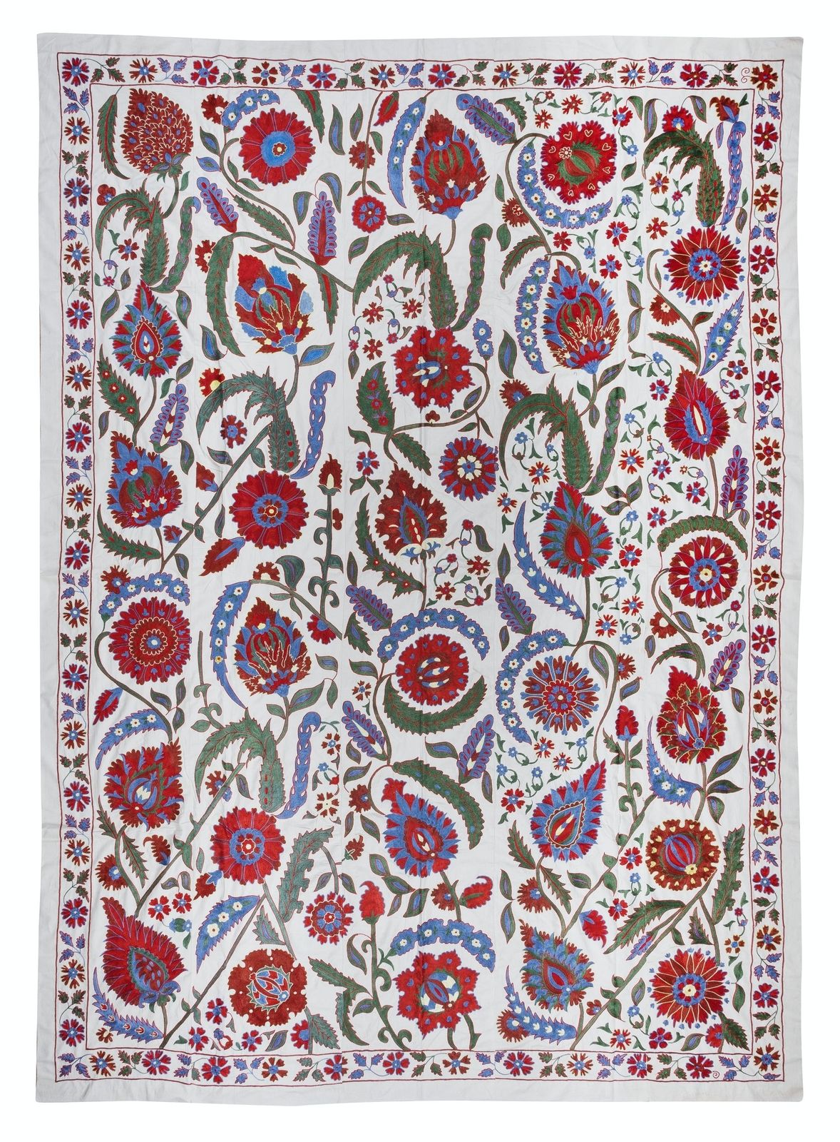 7.6x10.6 Ft Silk Embroidery Wall Hanging, Crochet Bedspread, Boho Wall Decor
