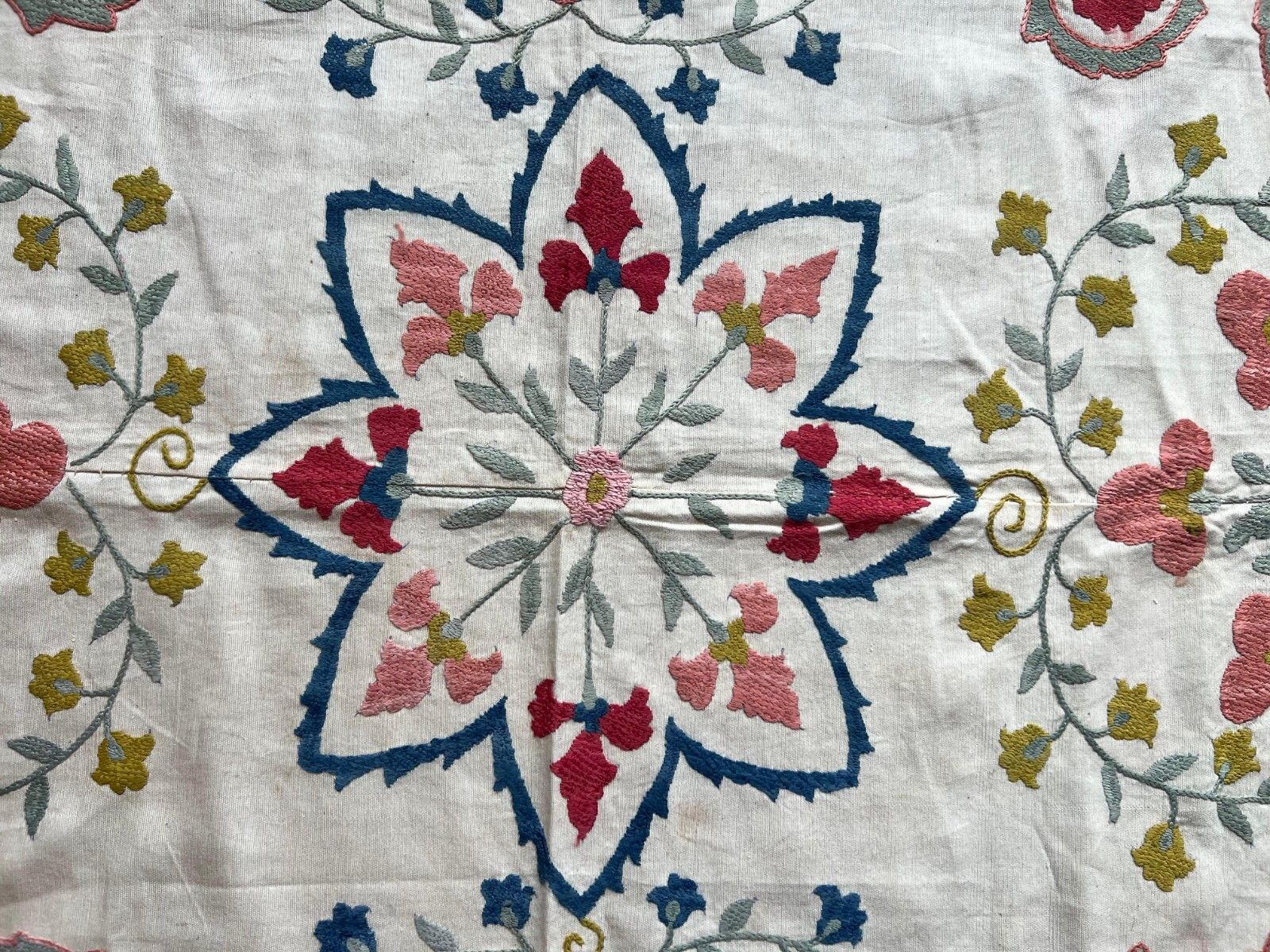 photo vinterior Tenture murale brodée 3,3 x 3,5 ft. Nappe en coton. Jeté de canapé fait main, neuf