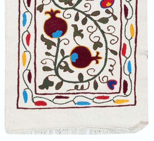 Tenture murale en coton brodé 12 x 34 in, chemin de table motif grenadier photo 165.0